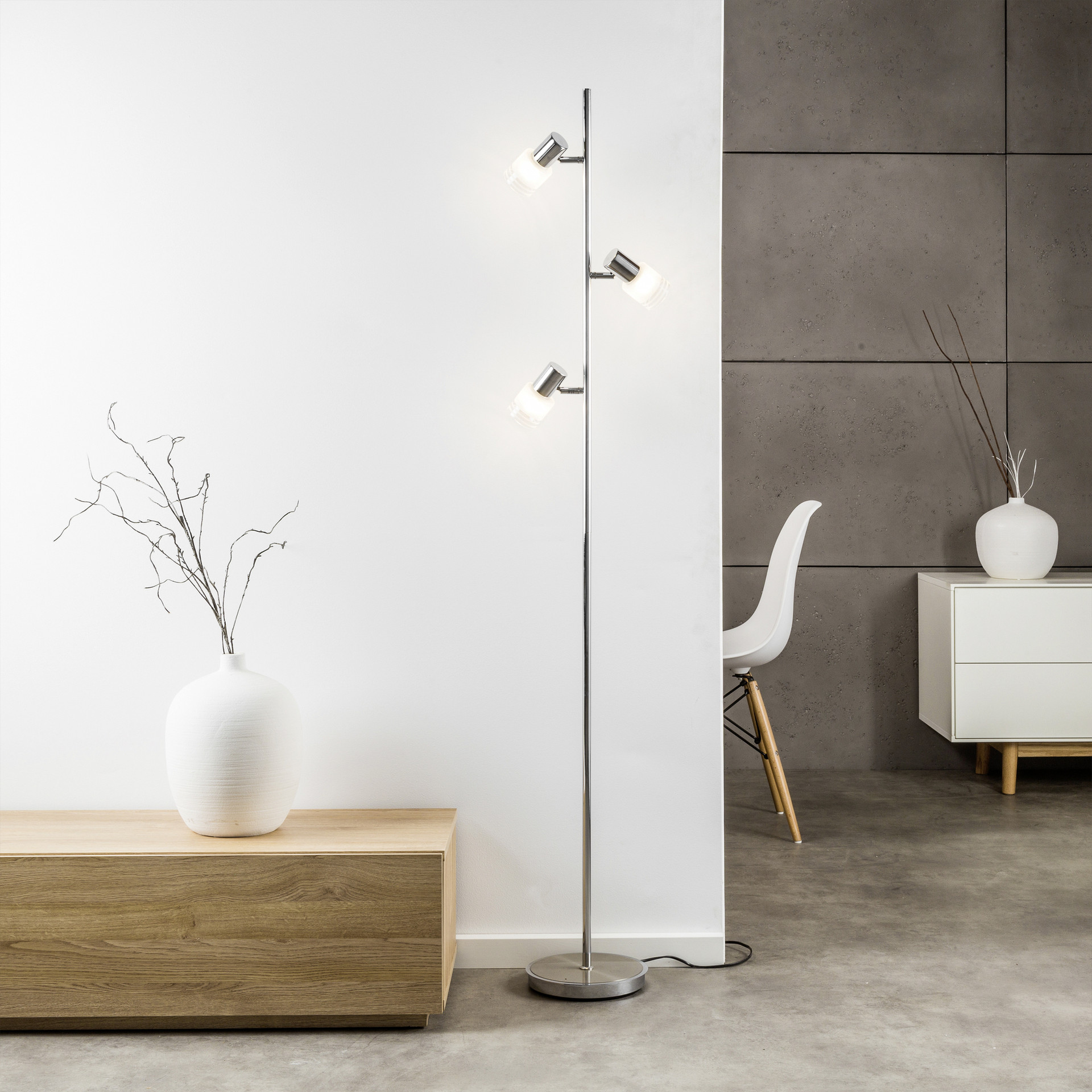 Stehleuchte Lana, metallic, 4, 157,5 x 22 cm, Glas Stehlampe