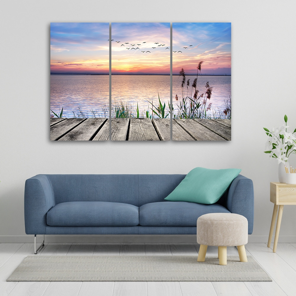 3 stykke lærredsprint, Jetty Beach Sunset