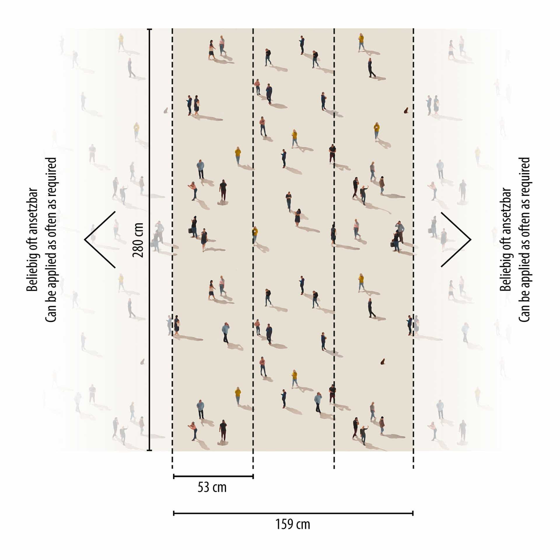 Urban people beige kleurrijk - vliesbehang modern voor woonkamer & kantoor