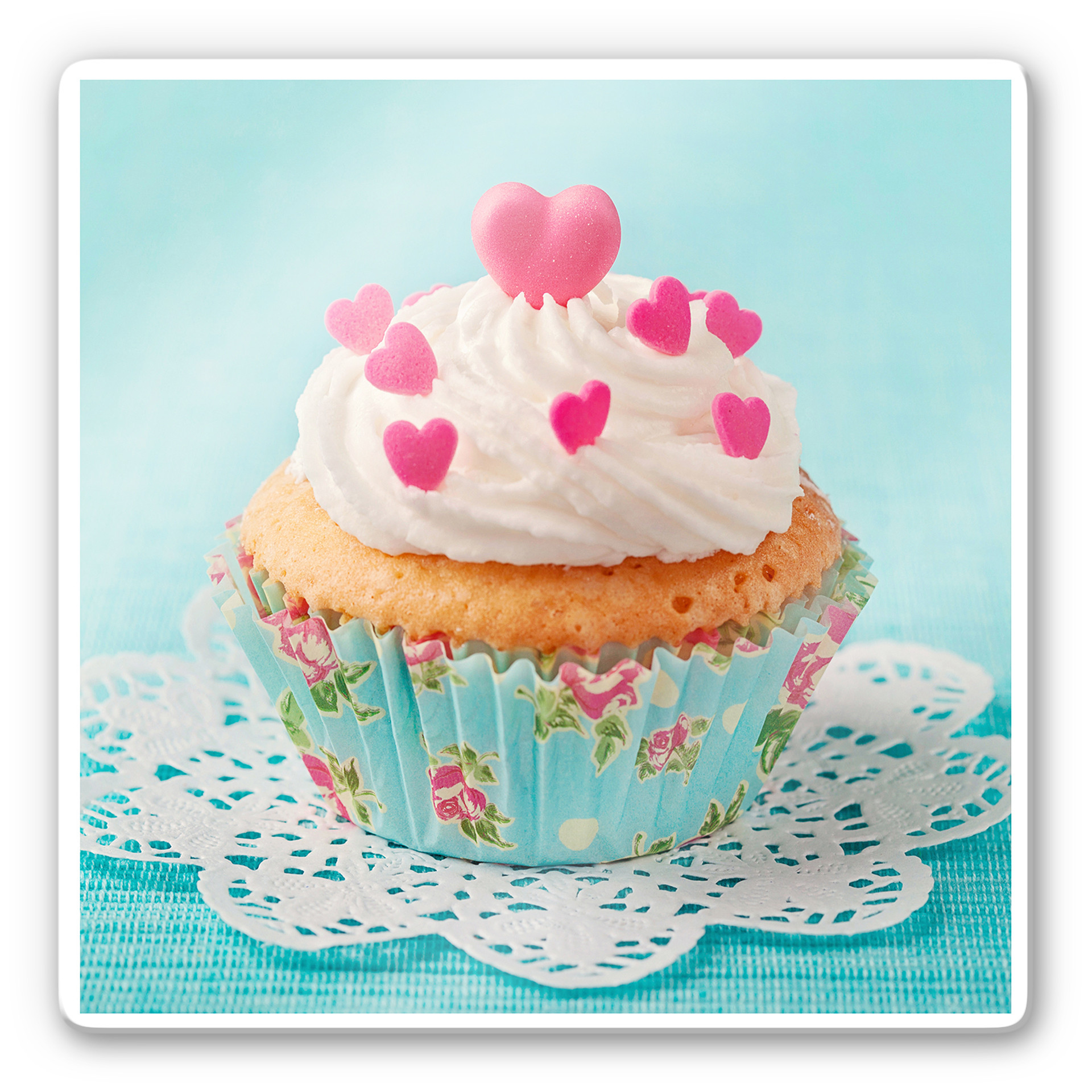 Glasbillede - Muffin med hjerter