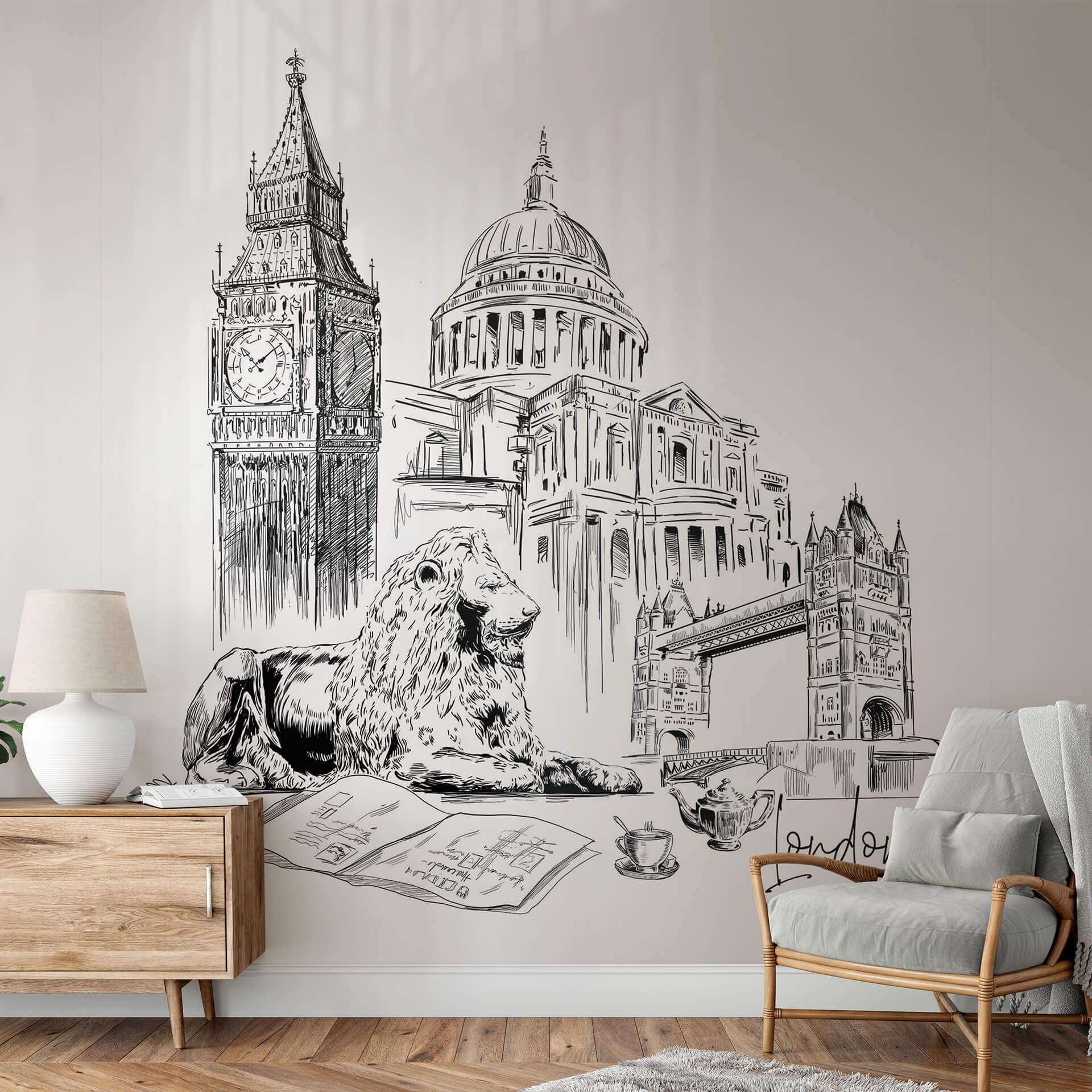 Papier peint photo Love your City - London Noir et Blanc