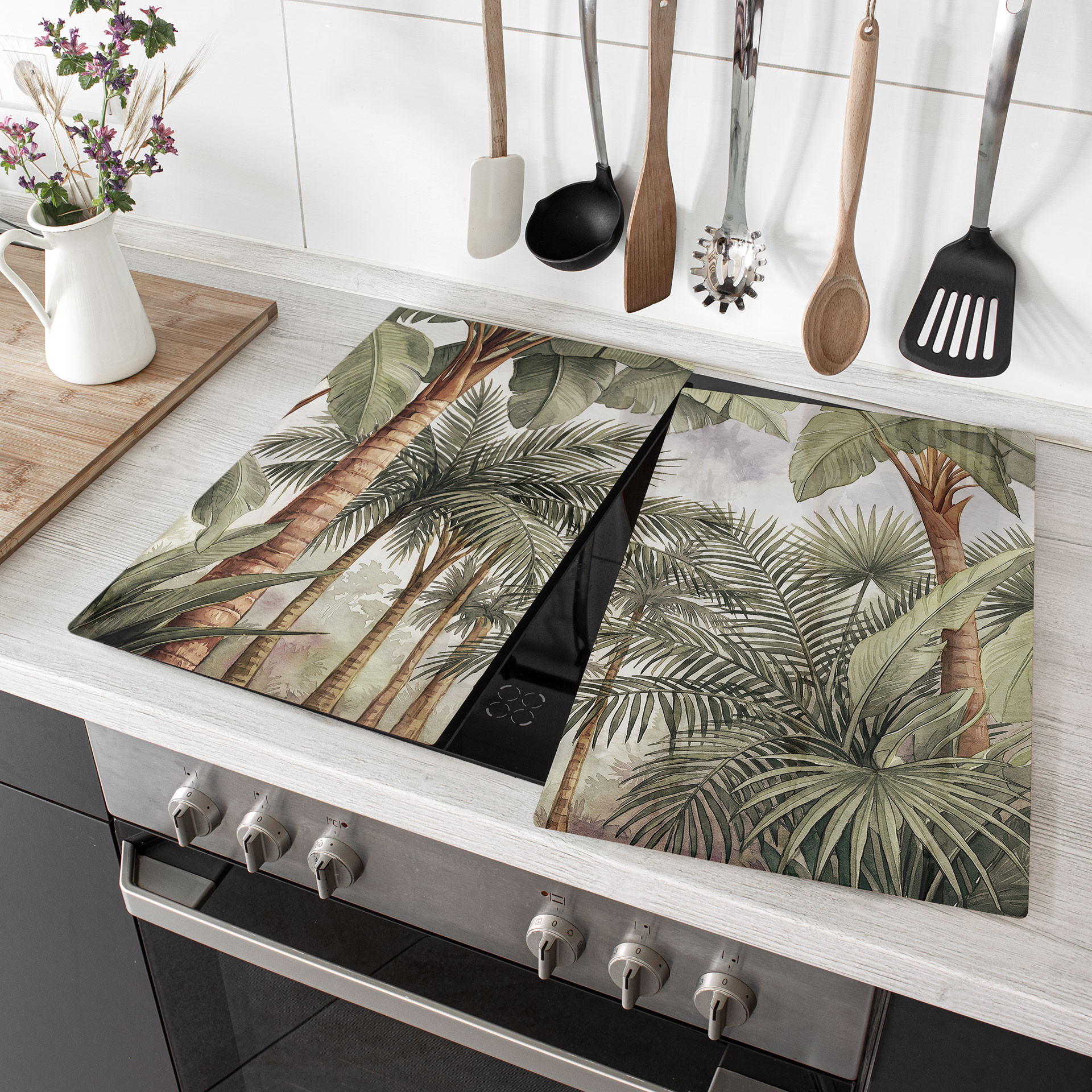 Herdabdeckplatte Tropischer Palmenwald - Pictufy Studio