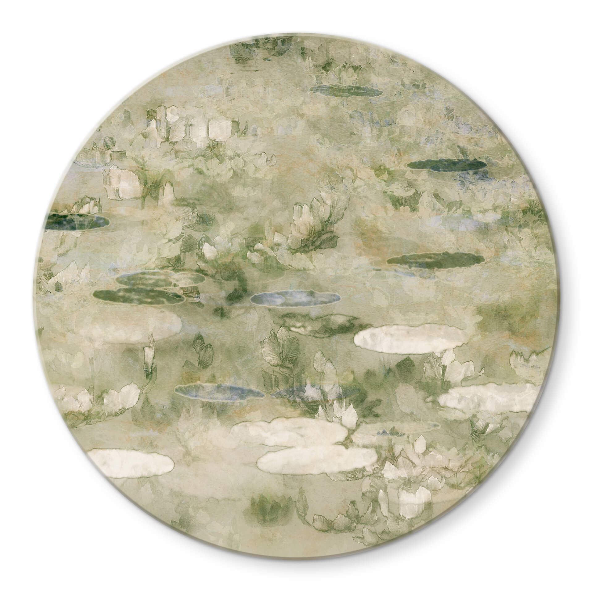 Glasbild Talen - Der Seerosenteich - Rund
