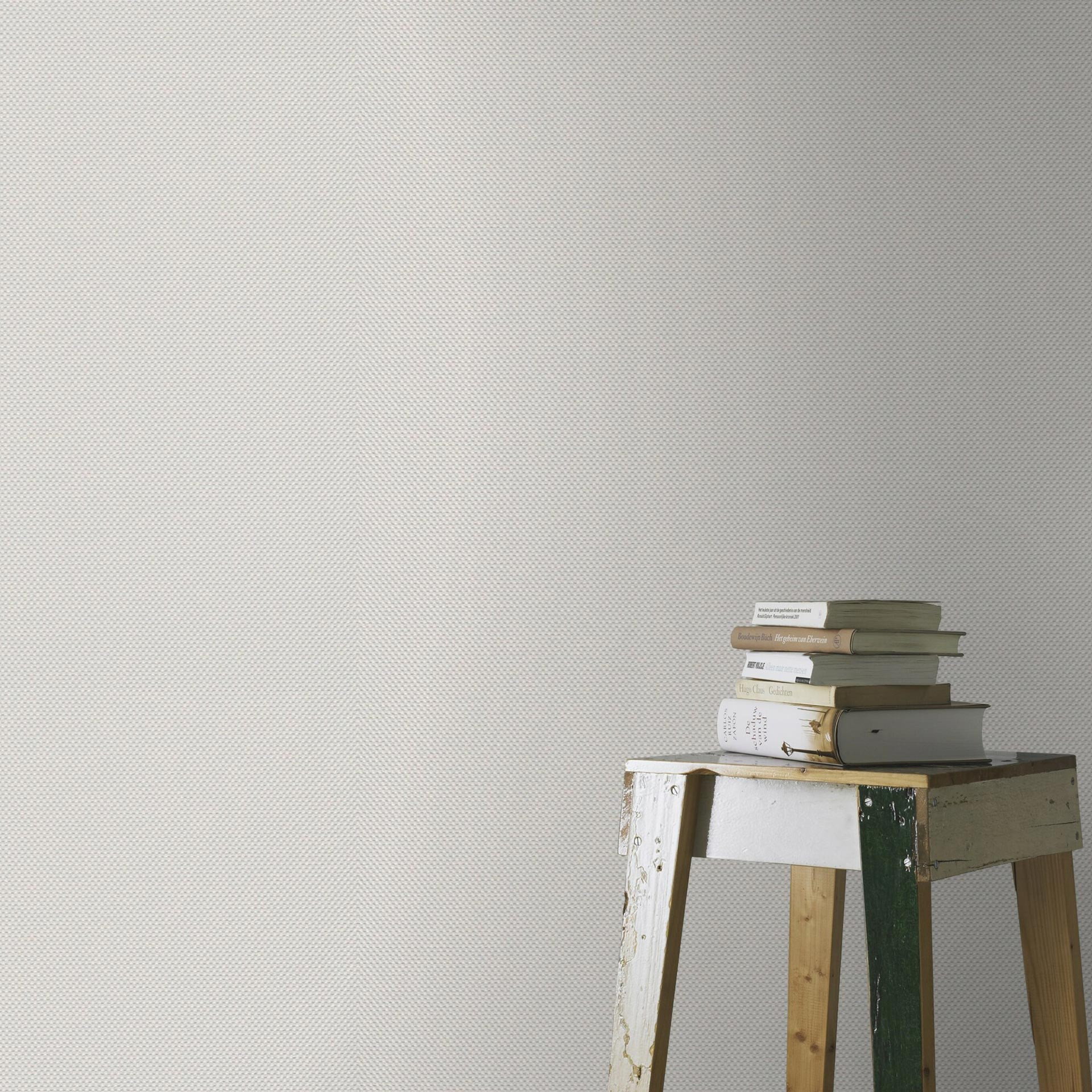 Effen behang, patroonbehang met structuur Bauhaus wit