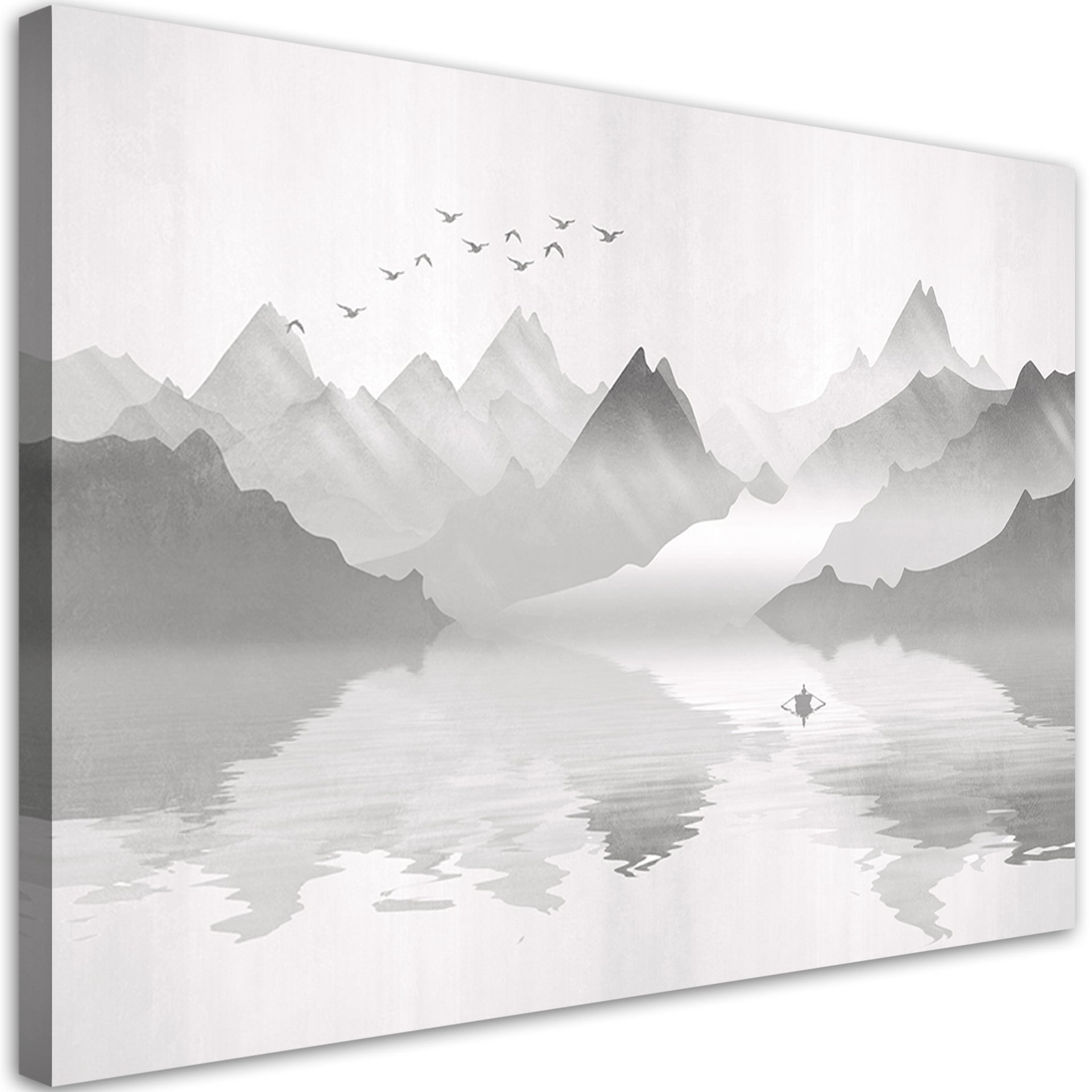 Canvasbillede, Abstraktion af bjerge i havet