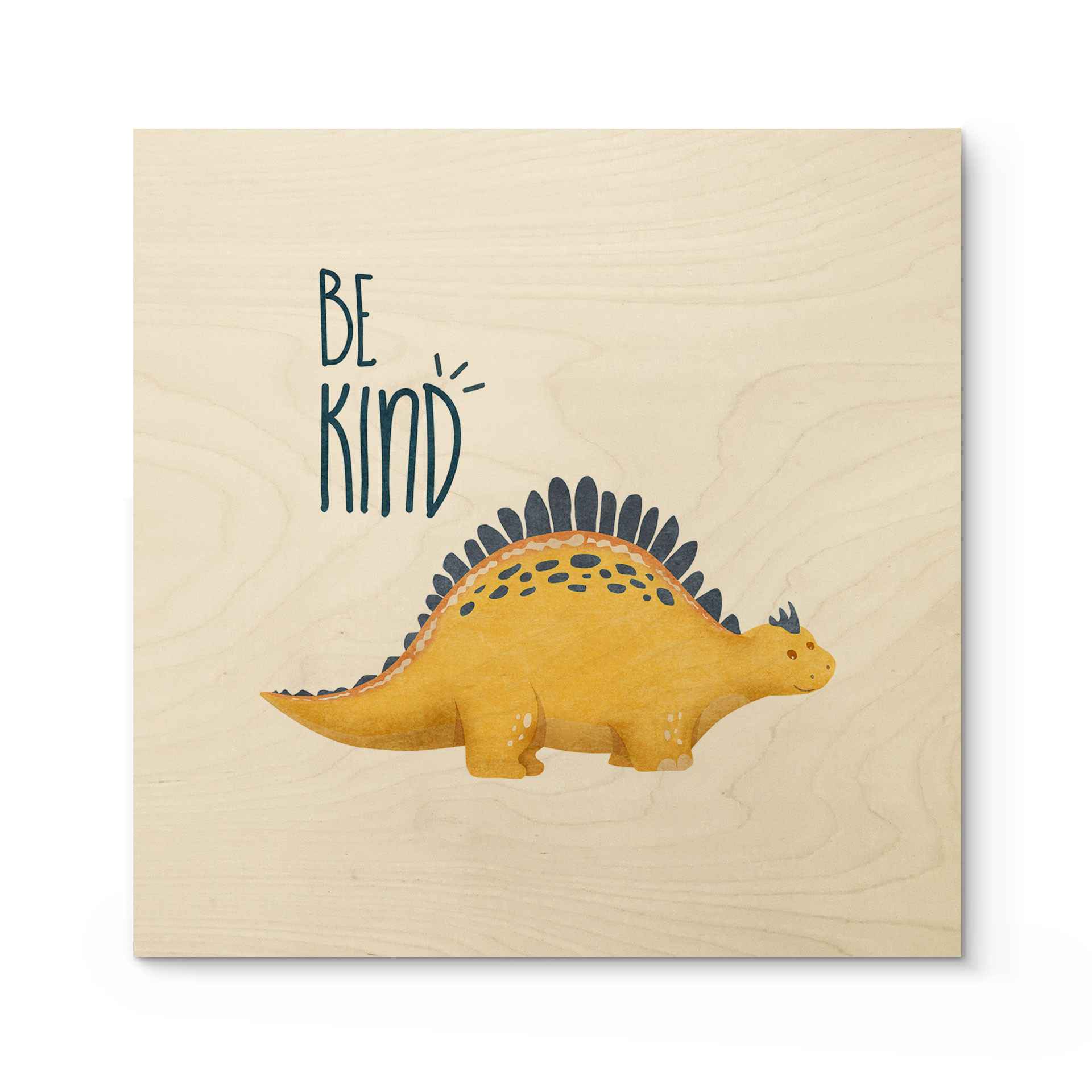 Plakat drewniany Dino Be Kind - Stegosaurus - Tunaboylu - Square
