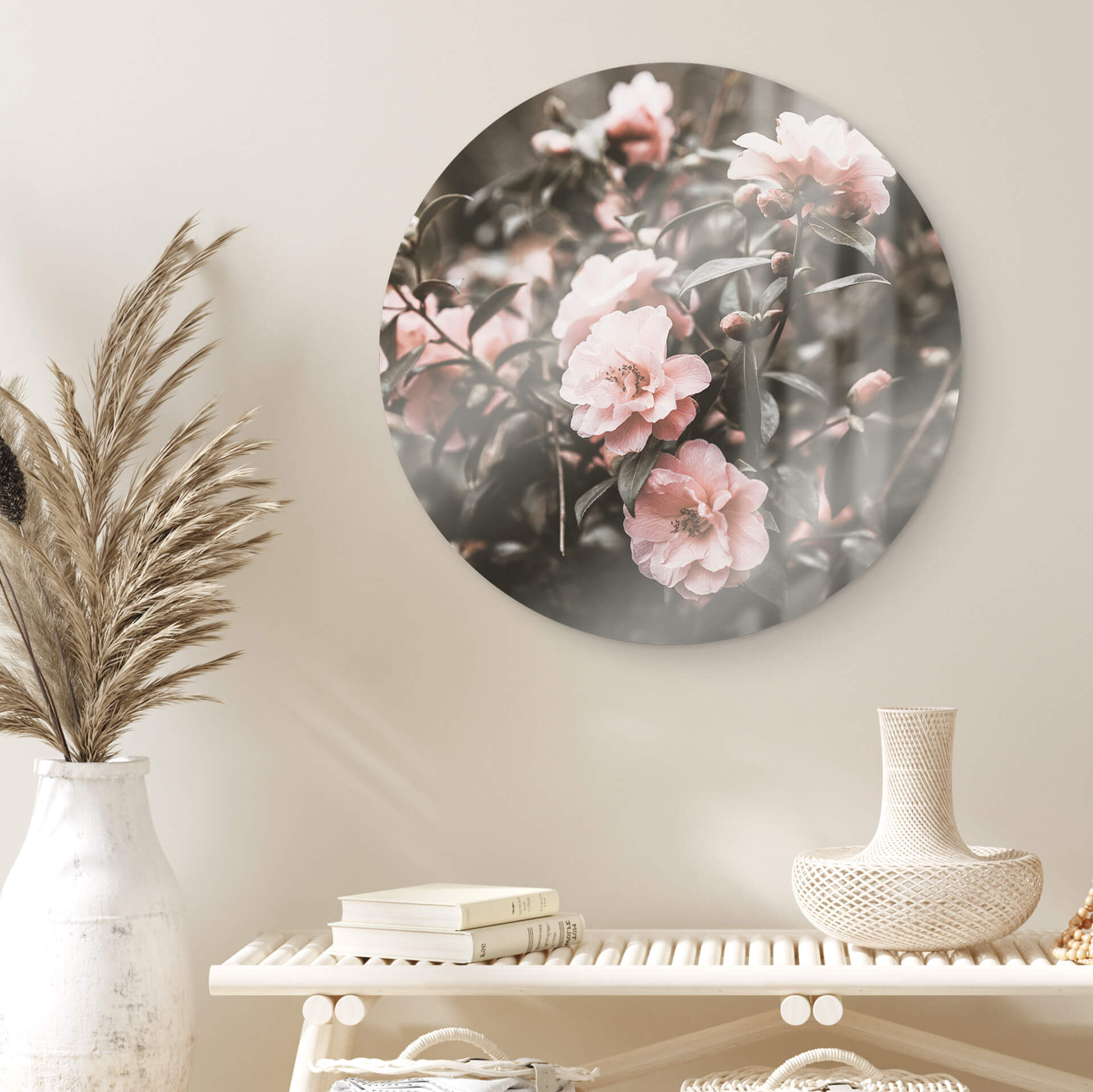 Tableau sur verre Annie - Rosier - Rond