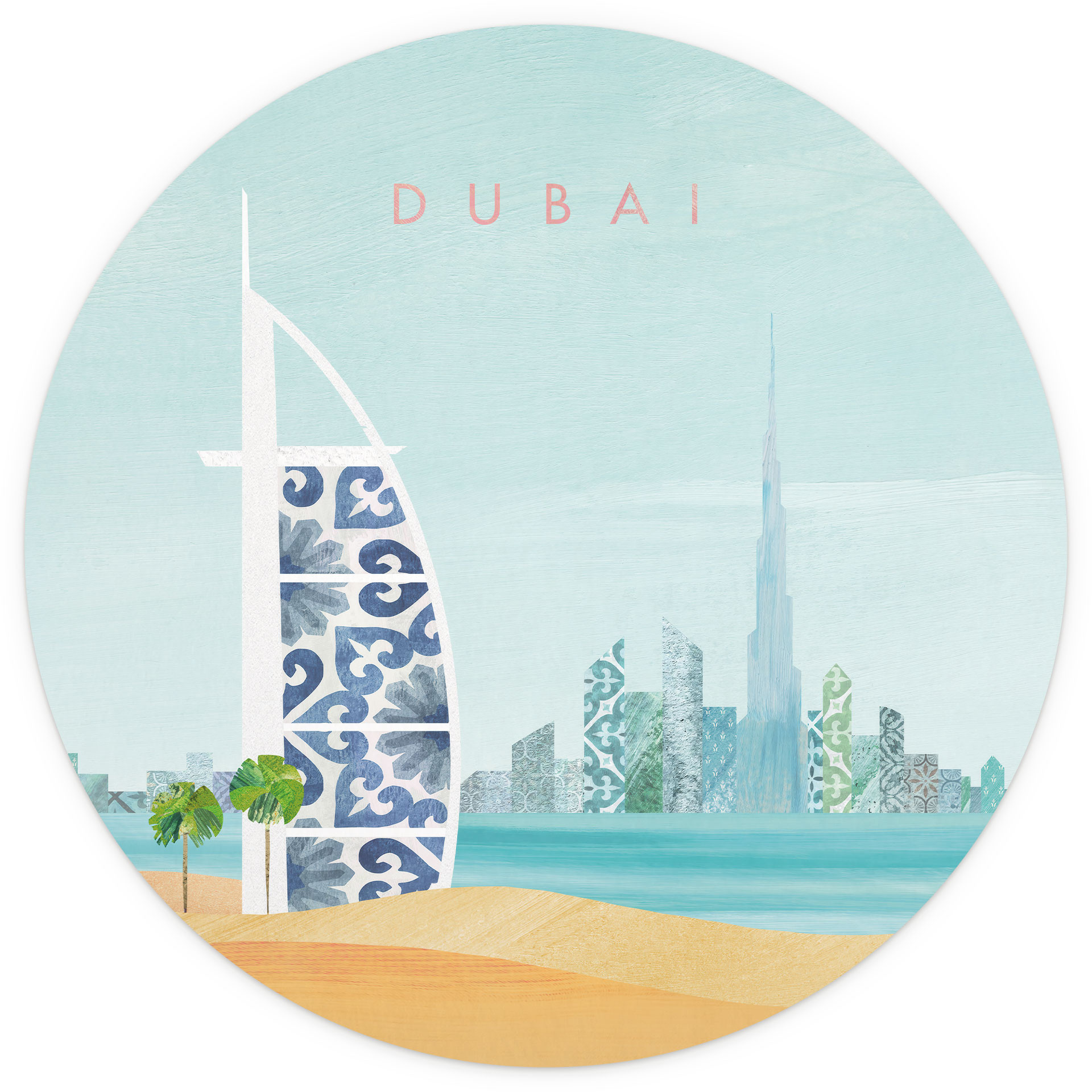 Fotobehang Dubai Strand - Burj Al Arab - Rivers - Rond - vliesbehang/zelfklevend vliesbehang