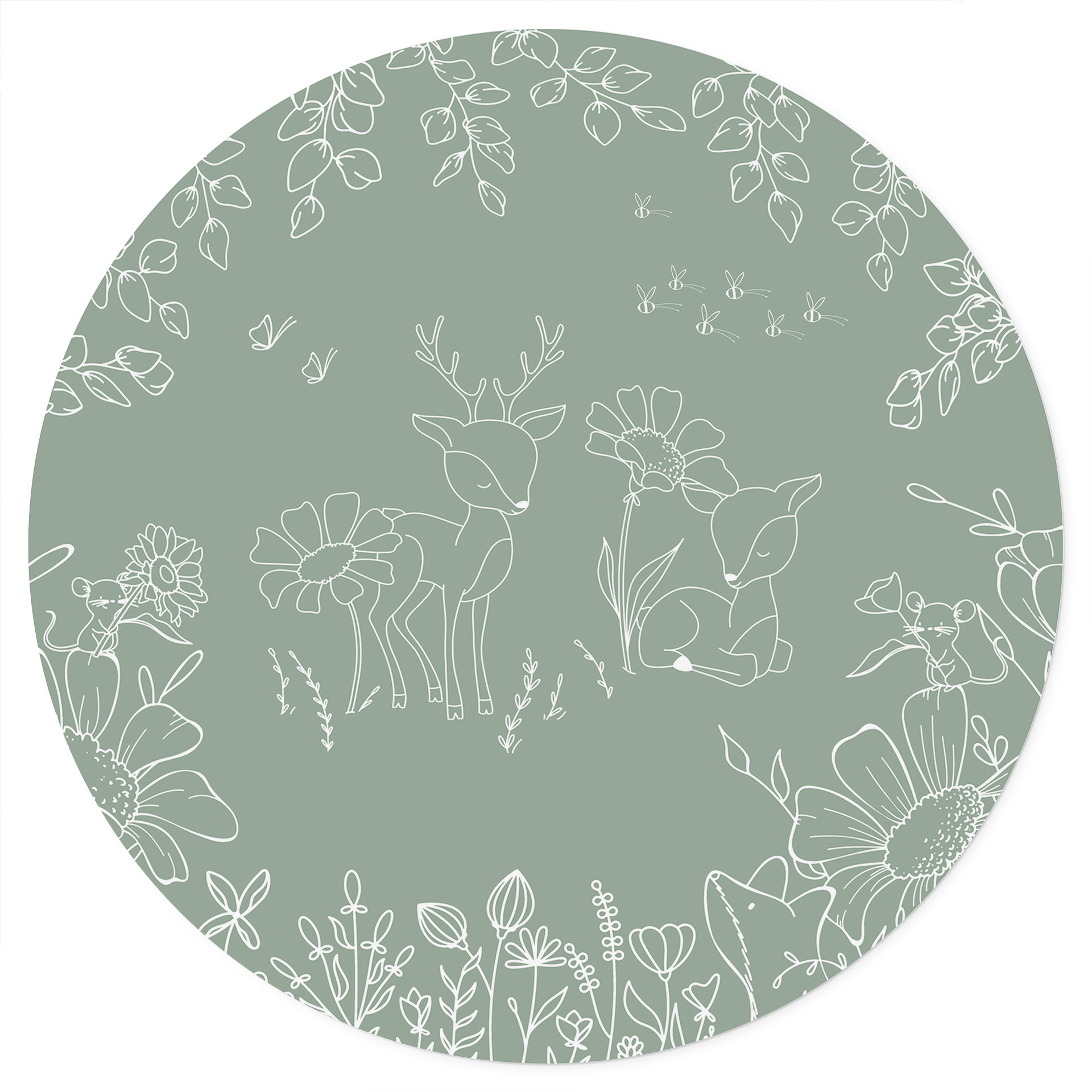 Wandtattoo Zwei Rehe auf der Blumenwiese - Oliver Robins - Rund