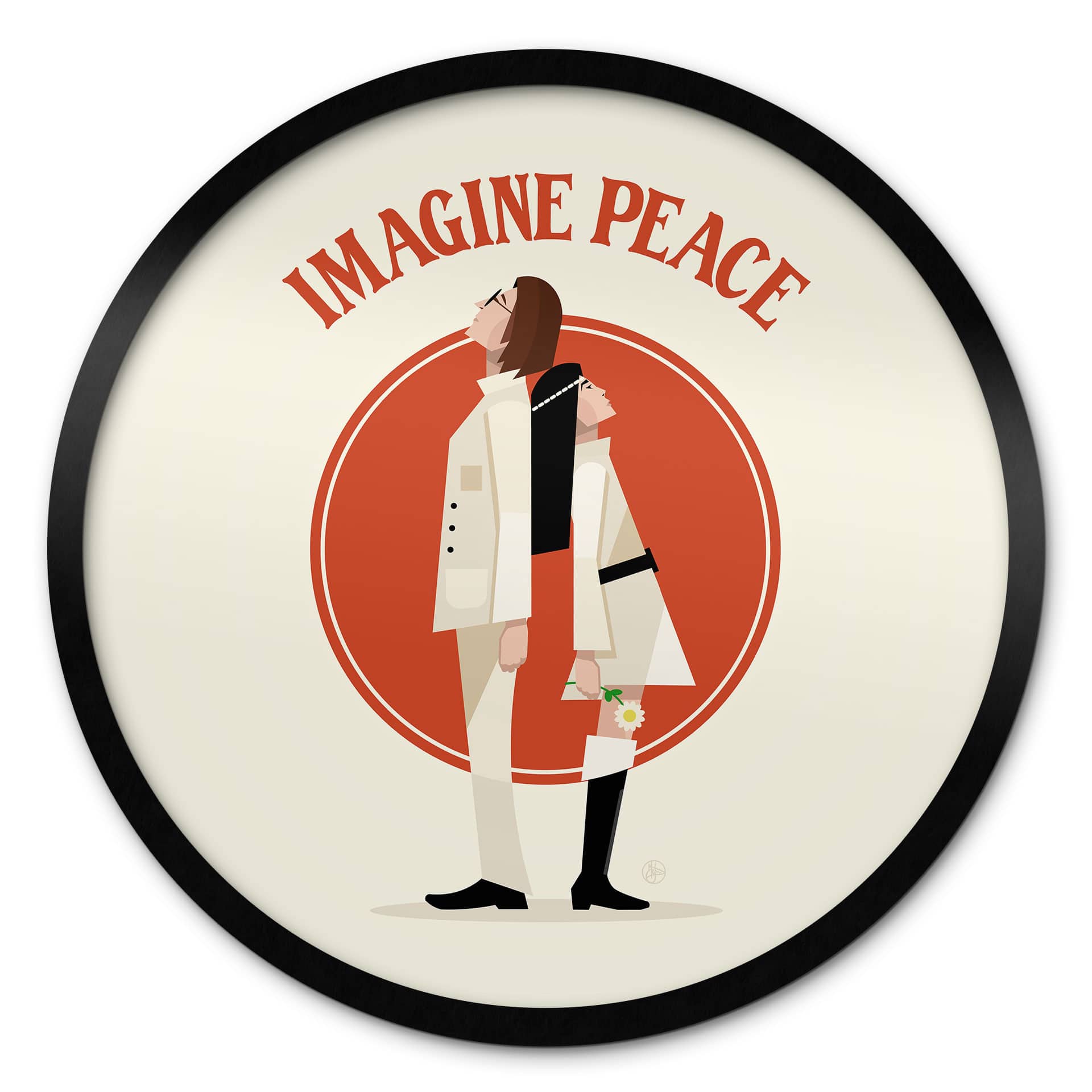 Poster Immagina la pace - Due per la pace e la speranza - Retrodrome - Rotondo
