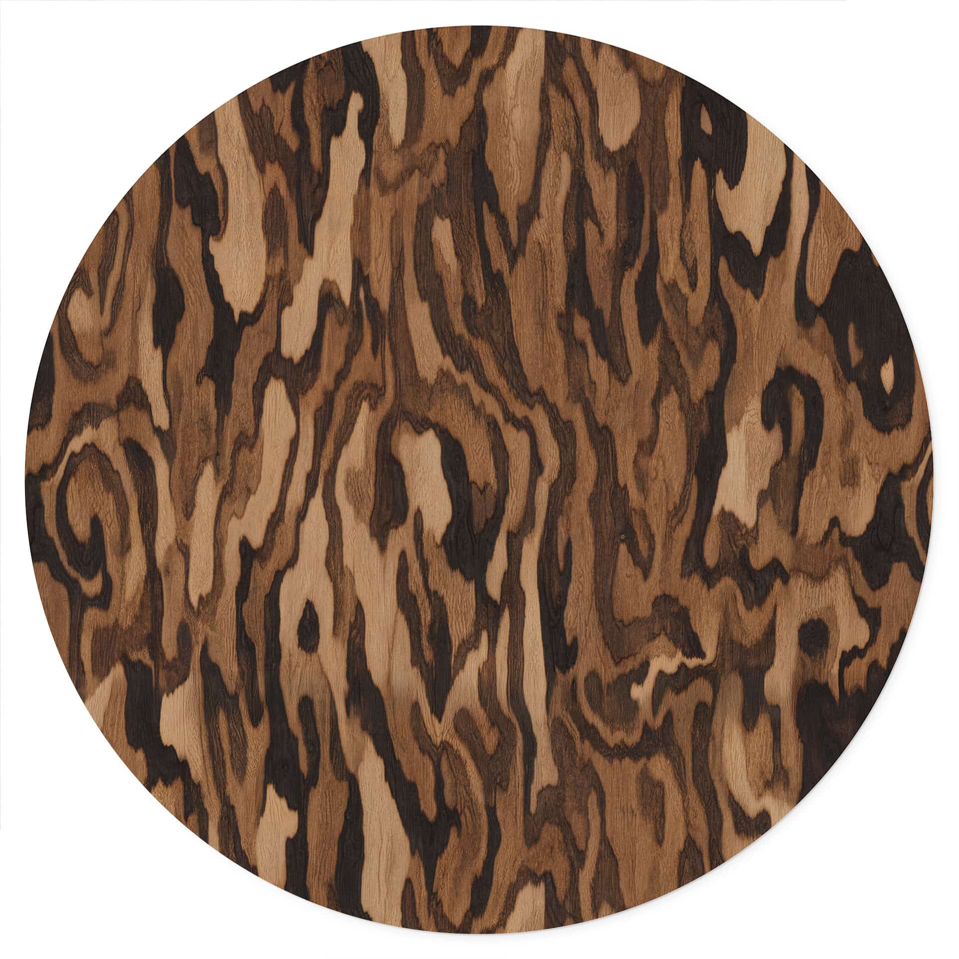 Sticker Mural Ettore Walnut - Veinage de Bois Abstrait - Sir Edward x Grigory Gladarev - Rond