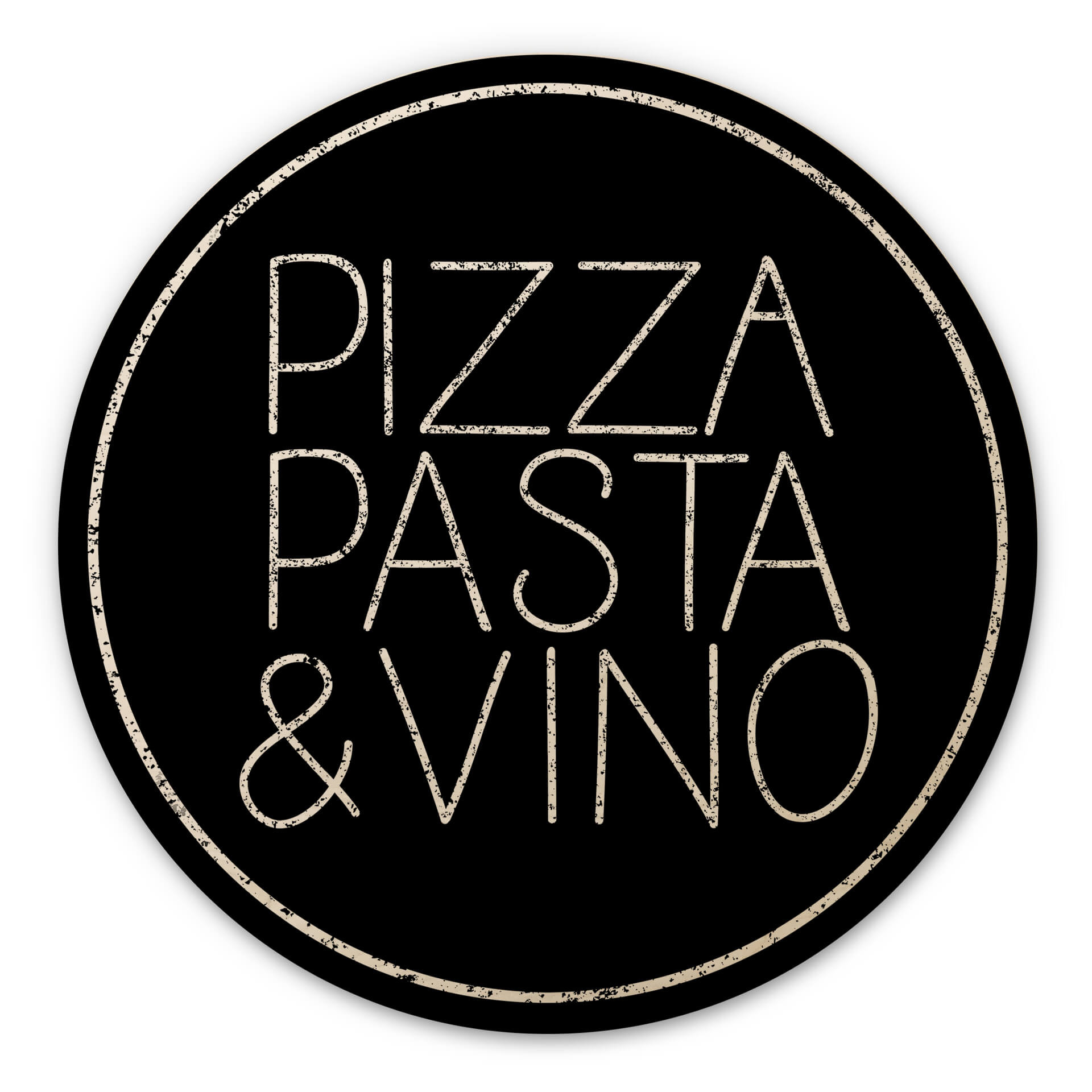 Obraz drewniany Pizza Pasta & Vino czarny - okrągły