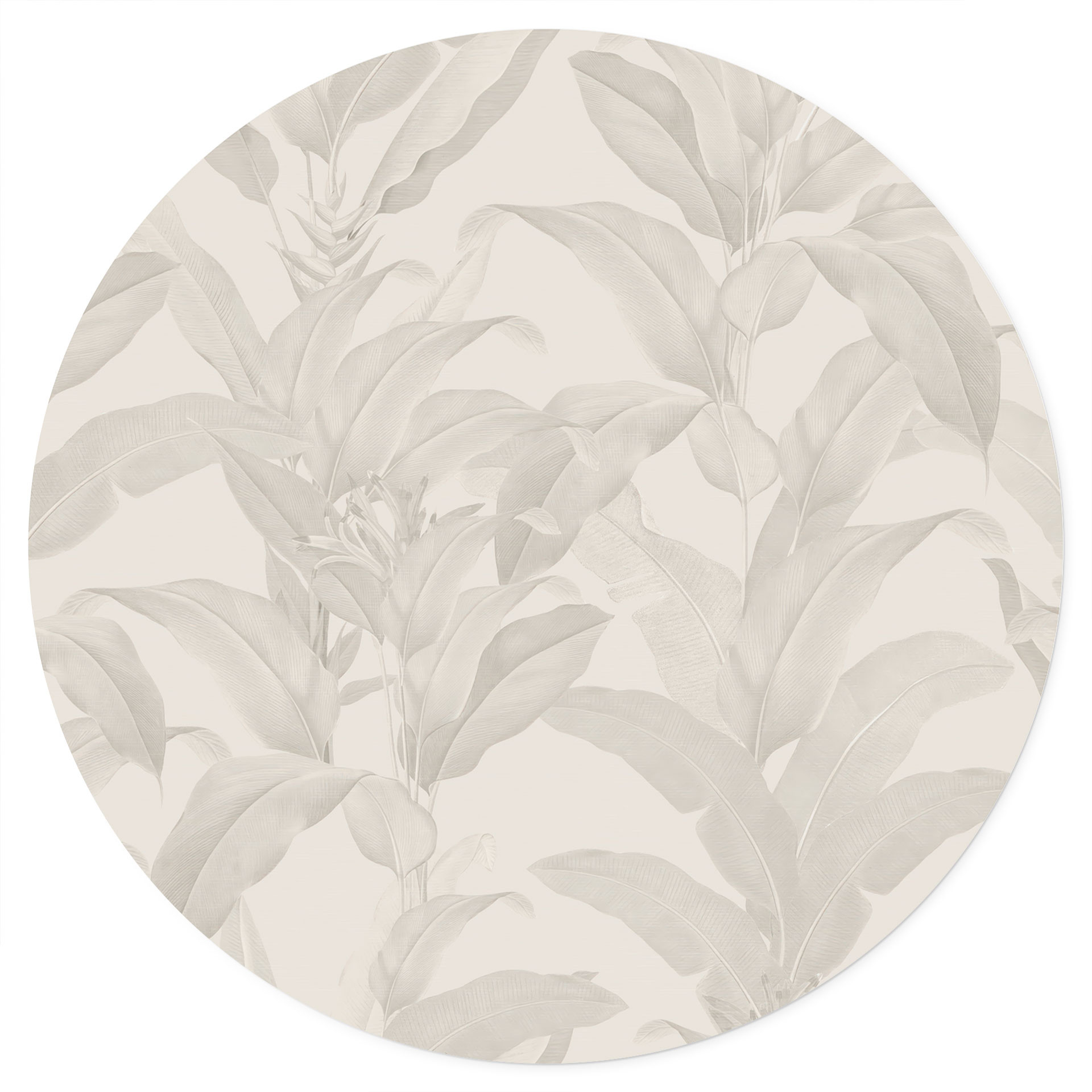 Naklejka na ścianę Urban Jungle Tropical Leaves Cream - Bloomery Decor - Round