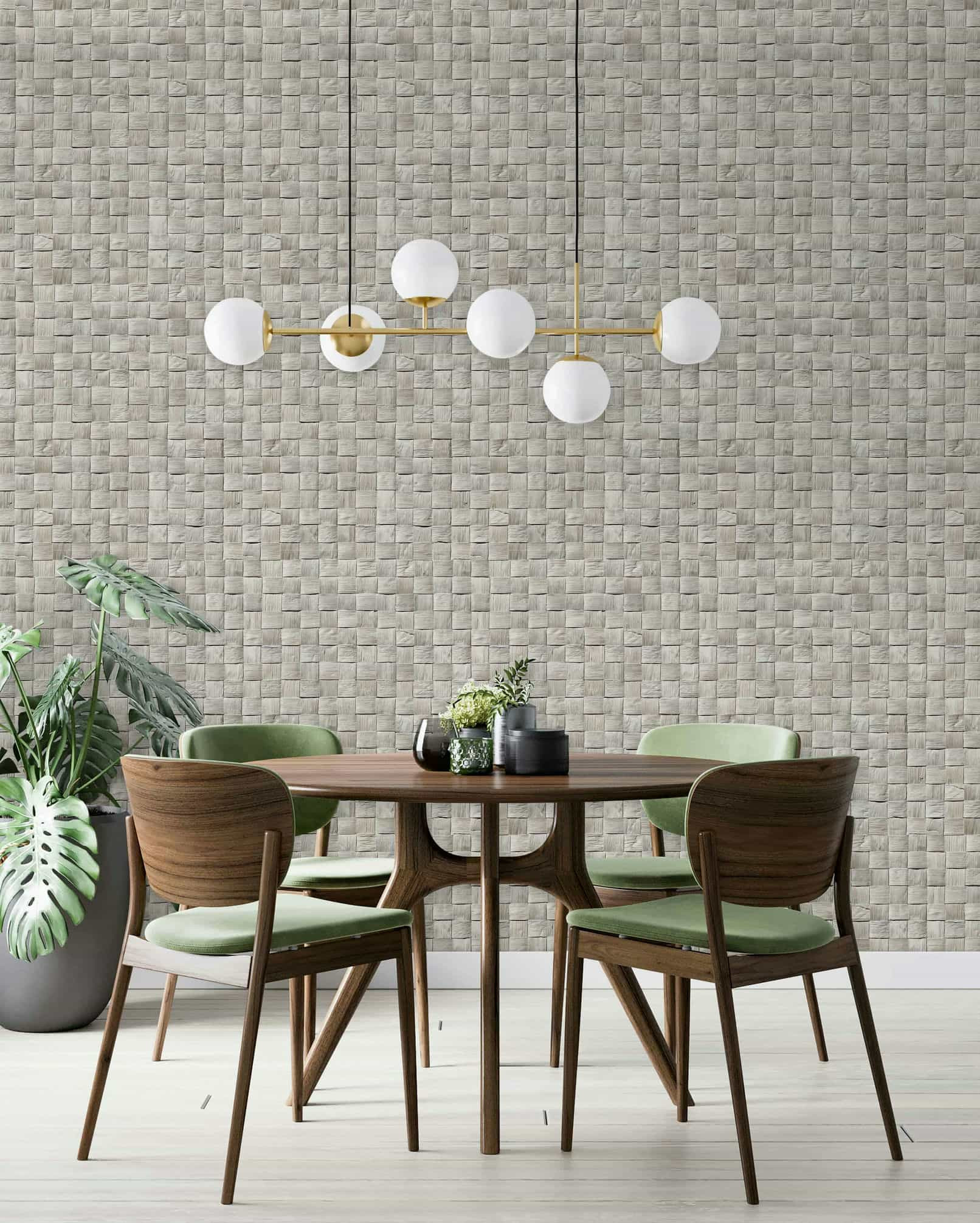vliesbehang in 3D geweven hout grijs 3D look