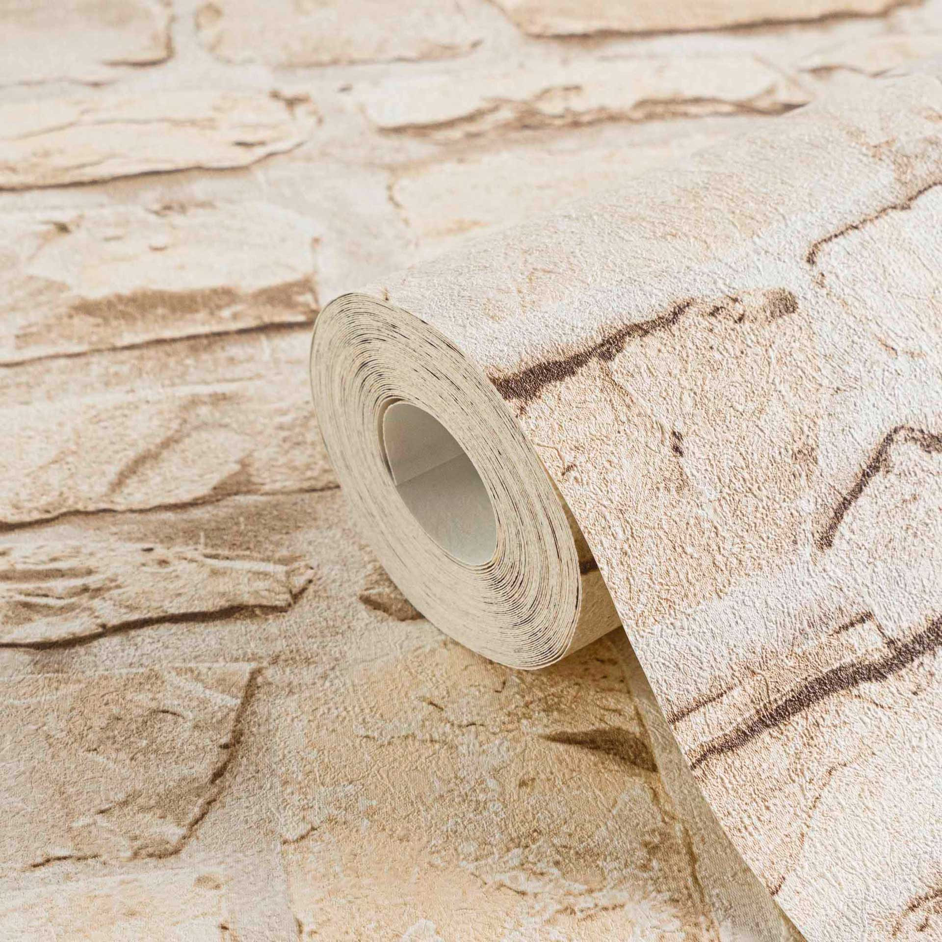 A.S. Création ikke-vævet tapet il Decoro tapet - Naturstenslook - Beige, Gul