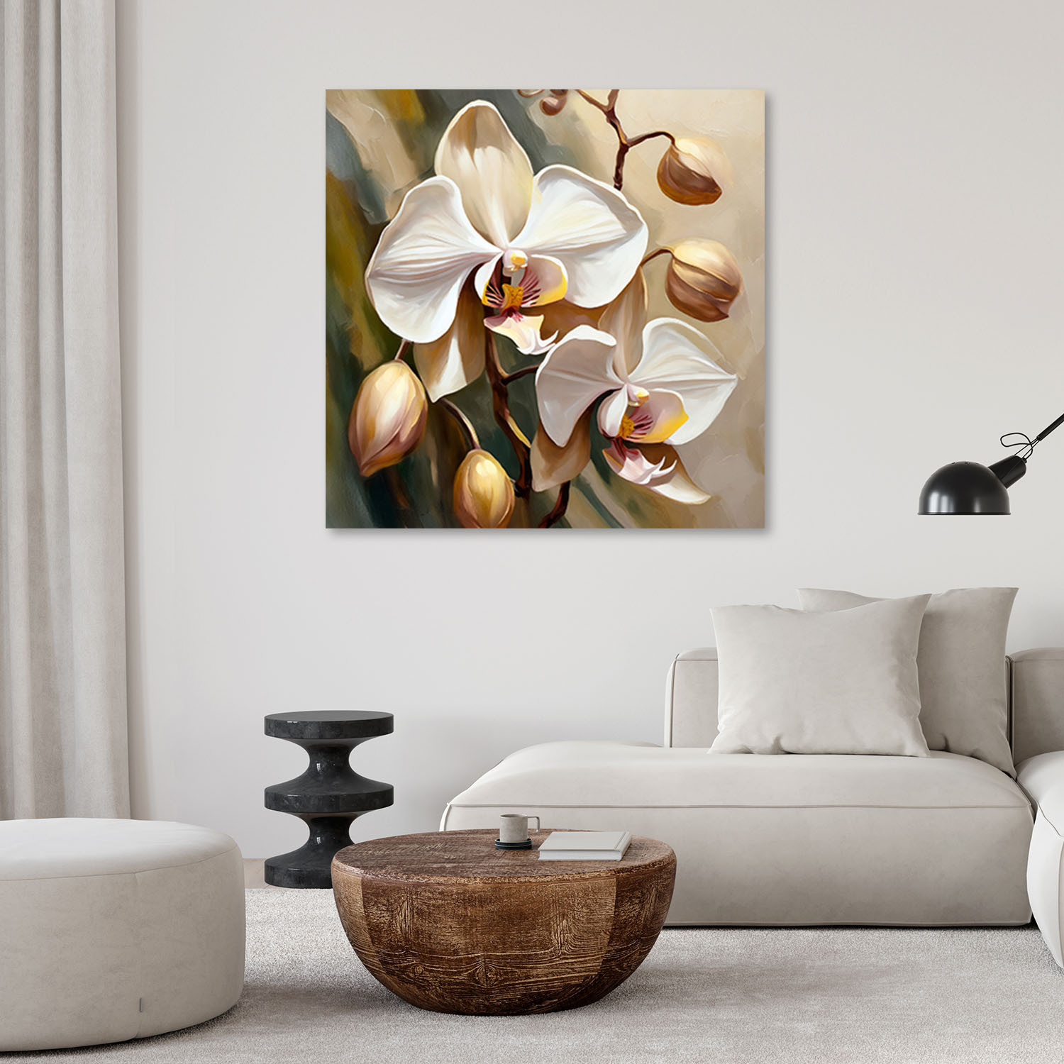 Leinwandbild Beige gemalte Orchidee
