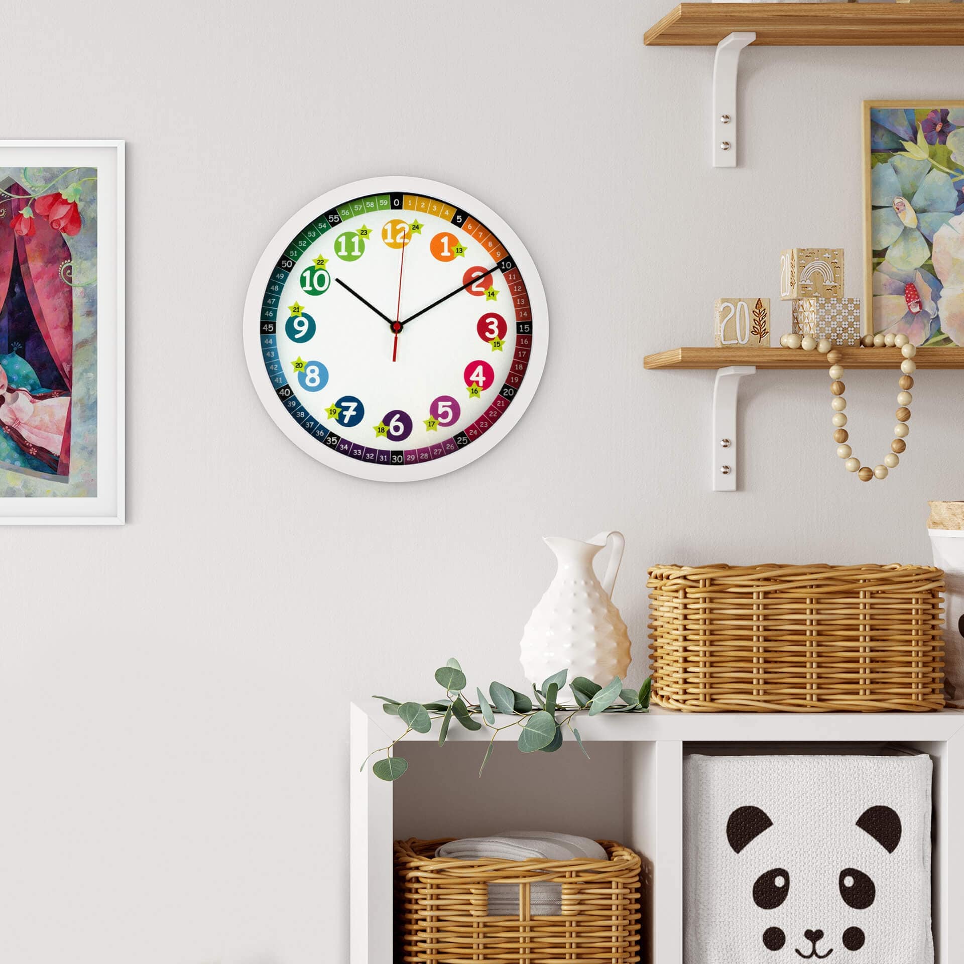 Farbenfrohe Wanduhr Kinder, bunt | rund | Ø30 cm