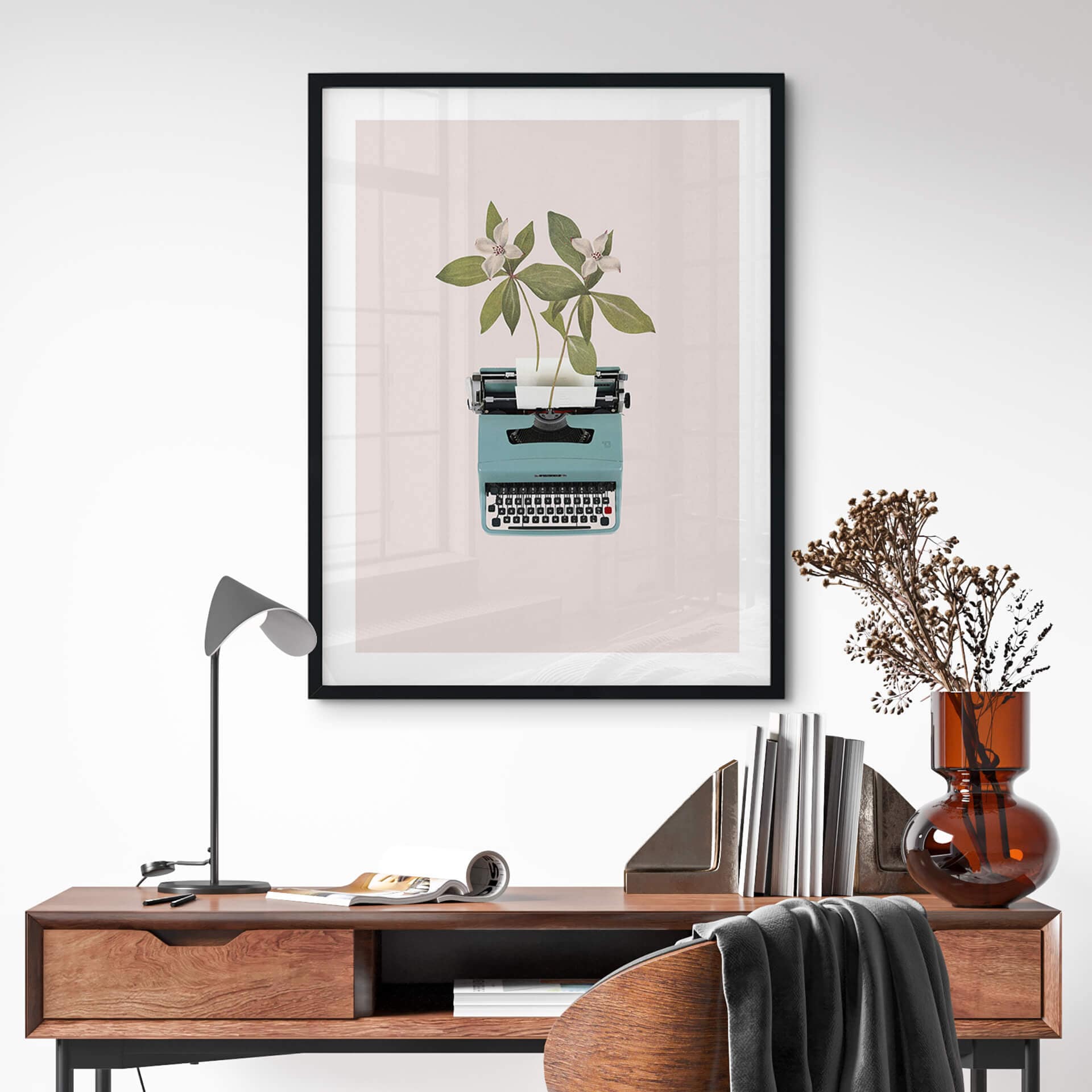 Plakat Frida Floral Studio - Botaniczna maszyna do pisania