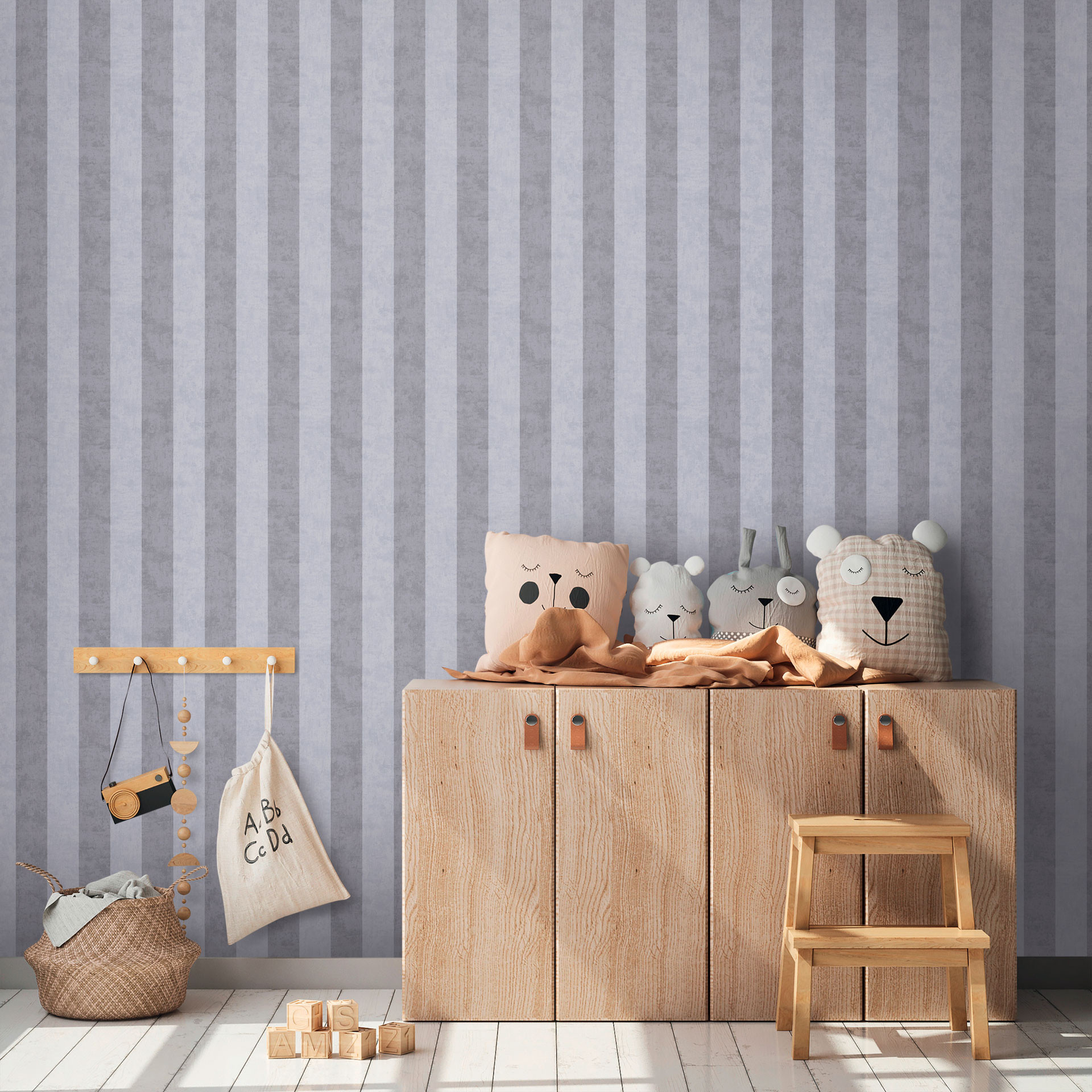 Stripe behang grijs wit - Klassiek streeppatroon