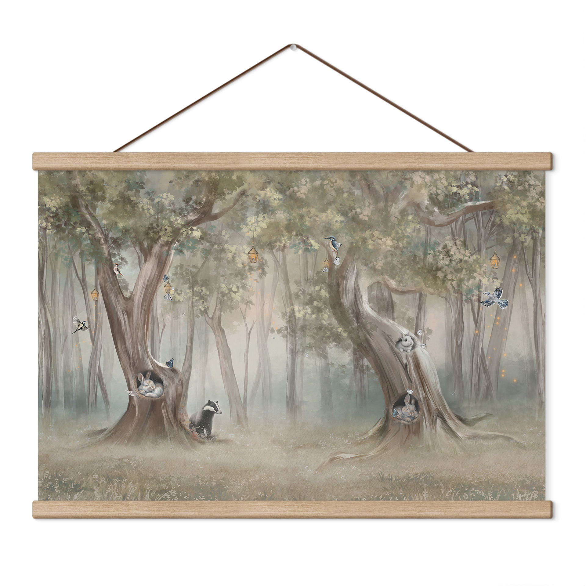 Textielposter Schattige bosdieren tussen de bomen - Ms Tiff