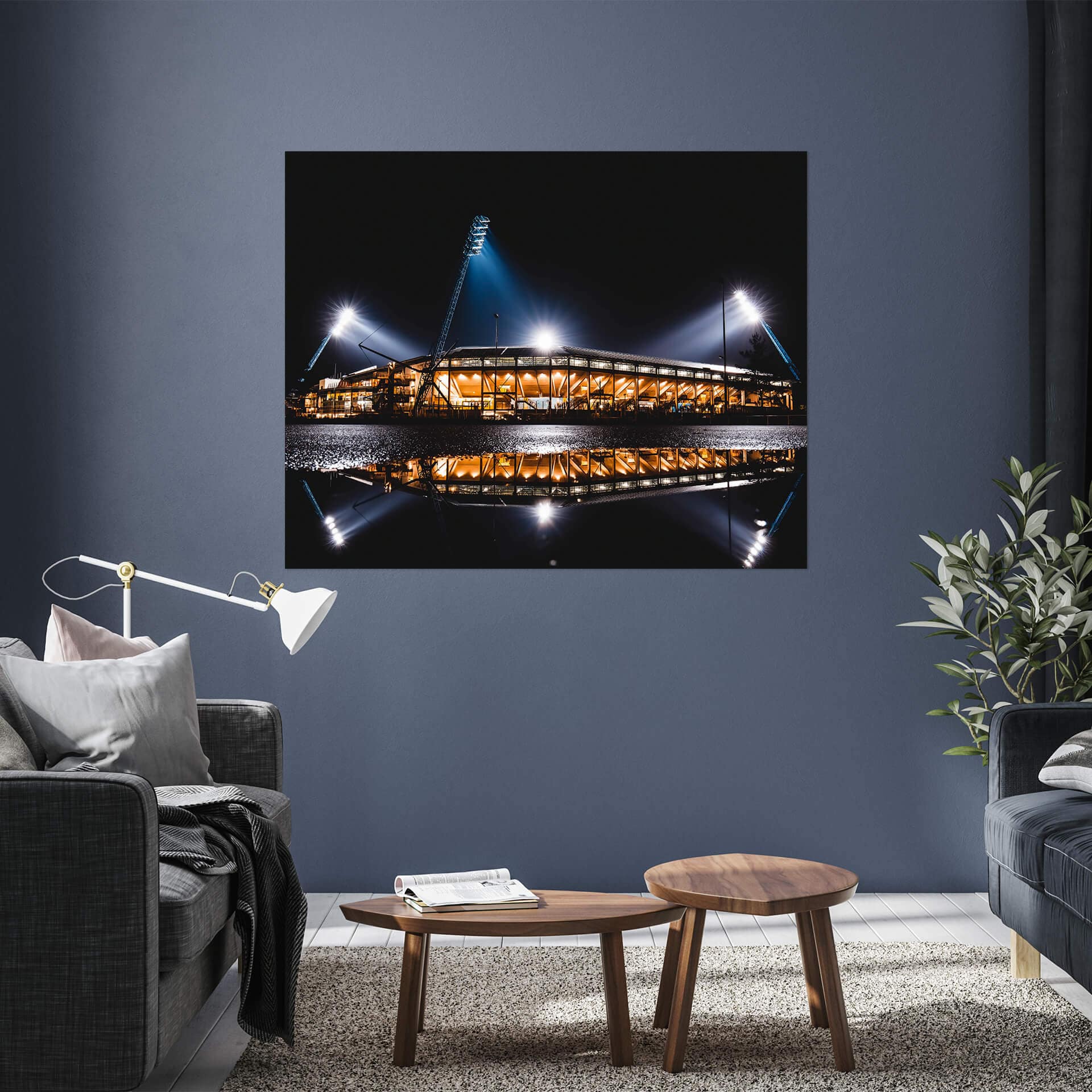 Poster FC Hansa Rostock Stadion bei Nacht