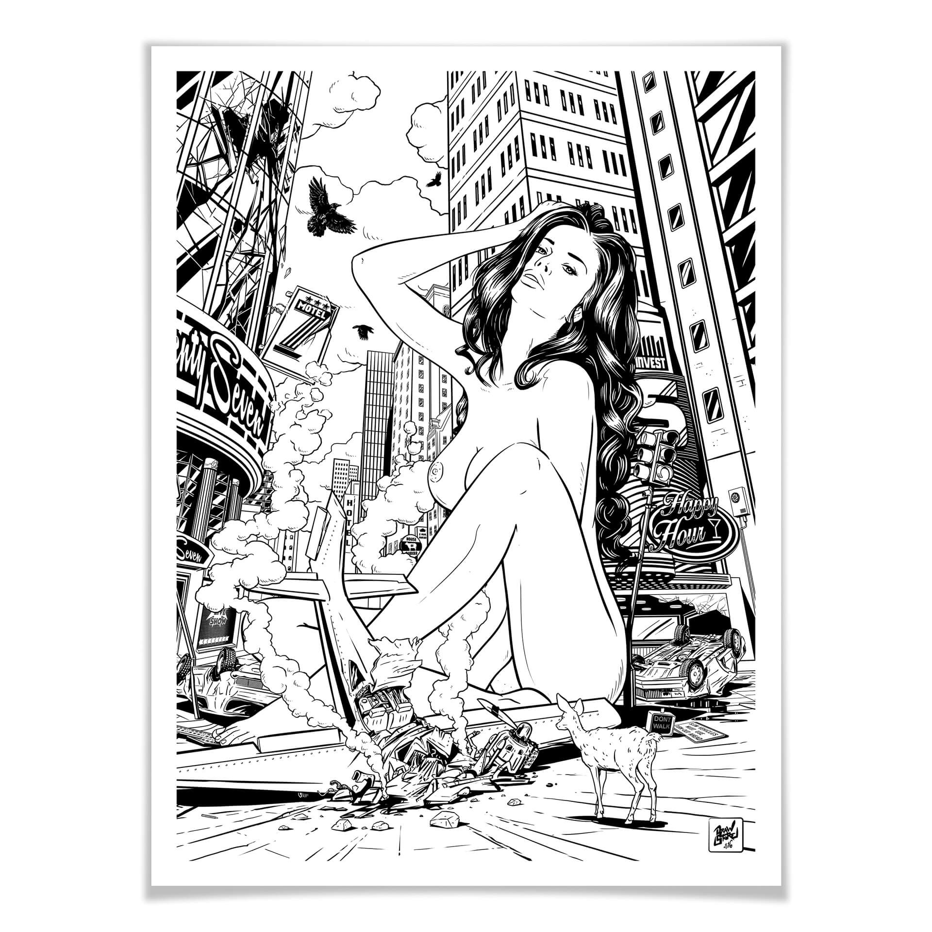Plakat Drawstore - Katastrofa samolotu Pin Up