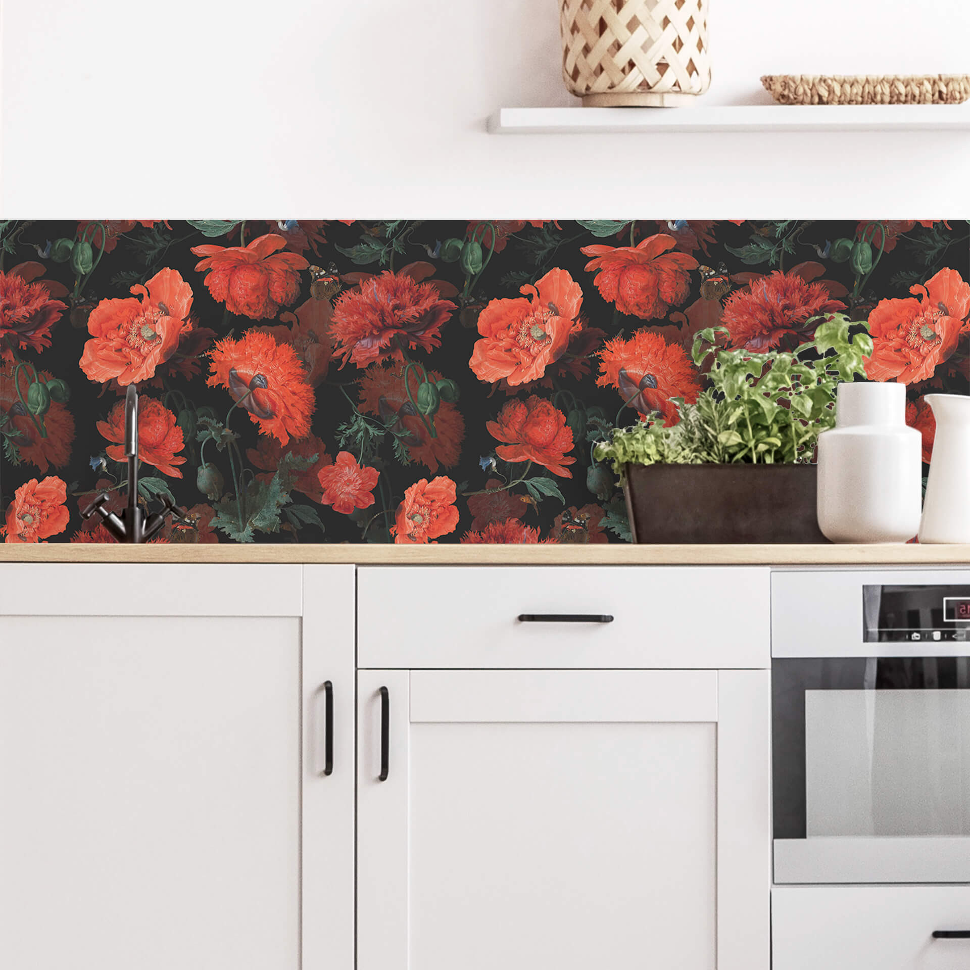 Küchenrückwand UN Designs - Rote Blüten