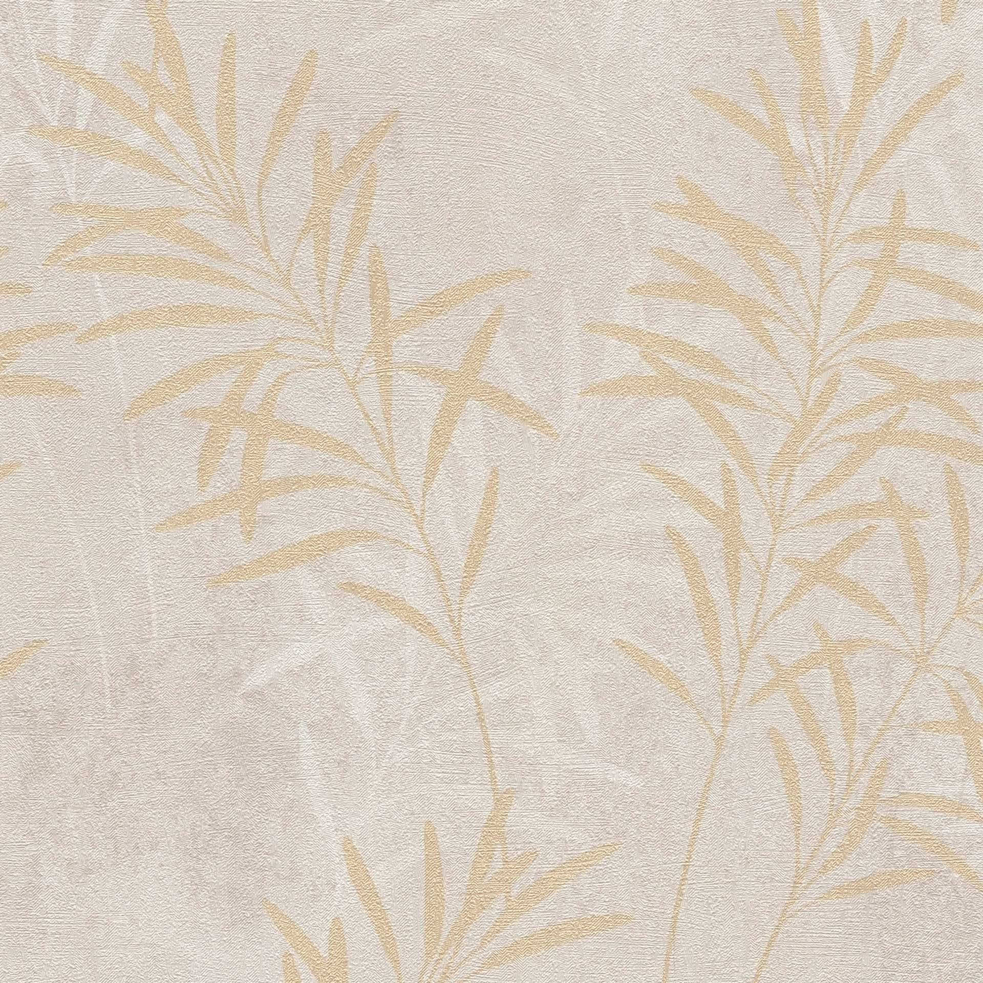 bloem behang creme grijs - natuur behang in landelijke stijl - vliesbehang woonkamer kantoor