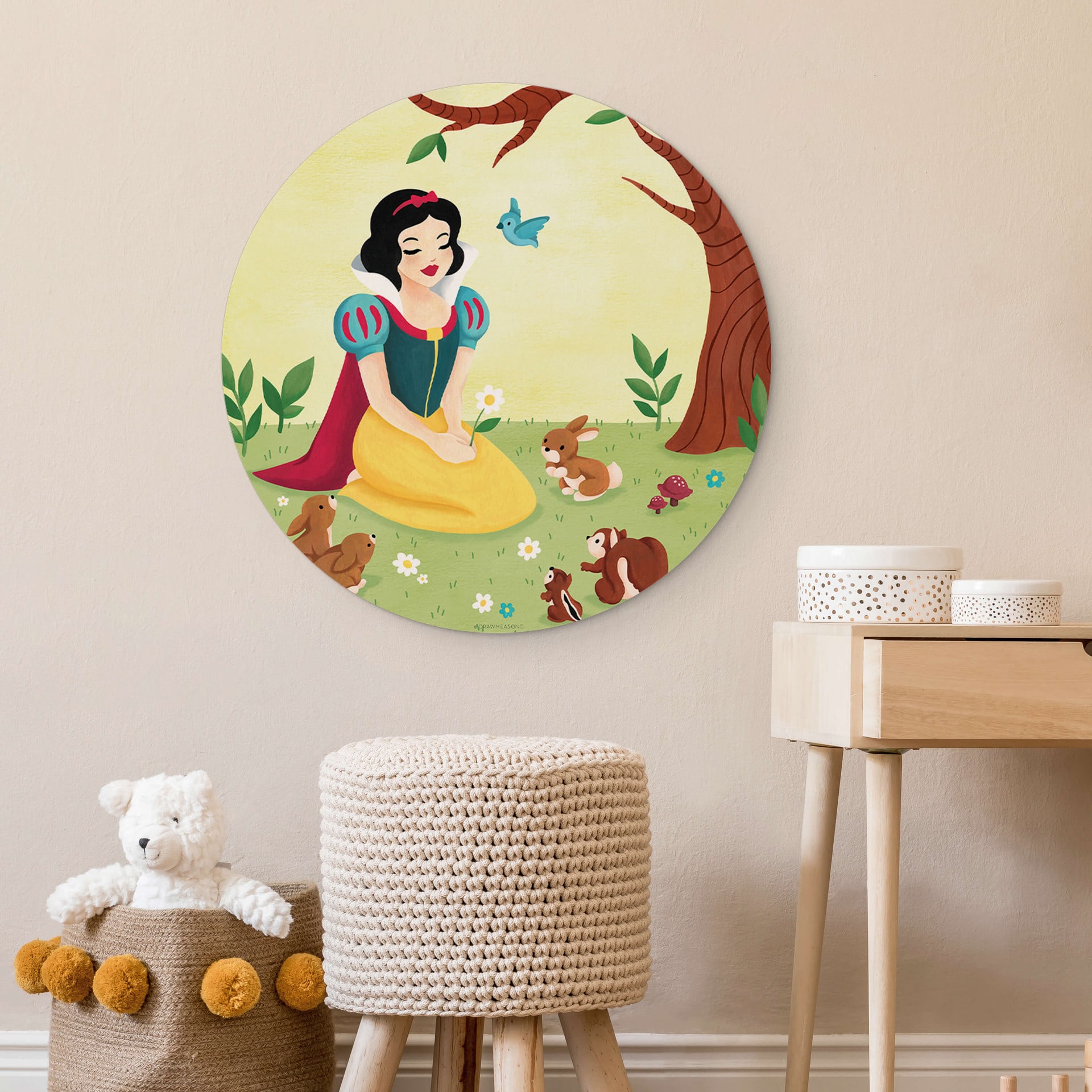 Tableau sur alu-Dibond rond Tohmé - Blanche-Neige