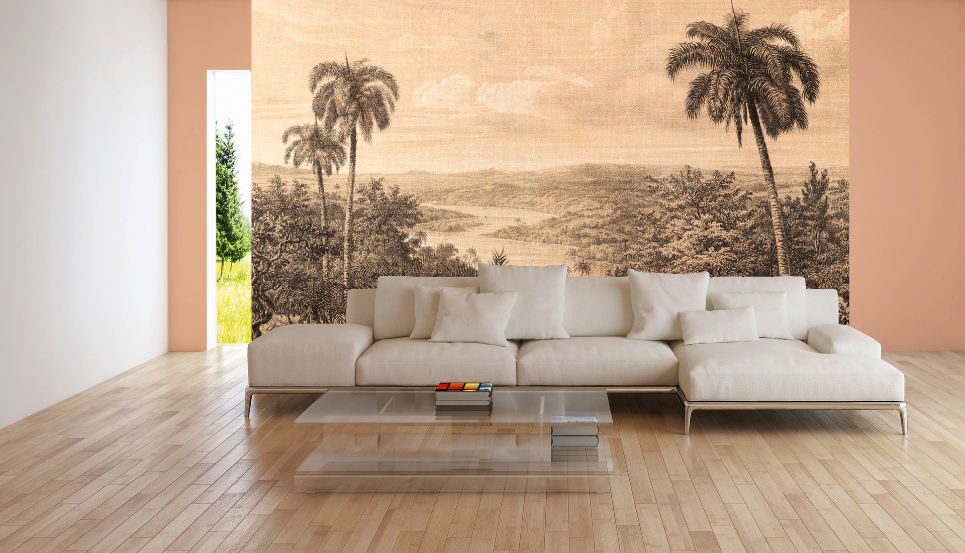 JungleVintage behang in beige crème - vliesbehang Designwalls 2 - 2,55 x 3,5 m