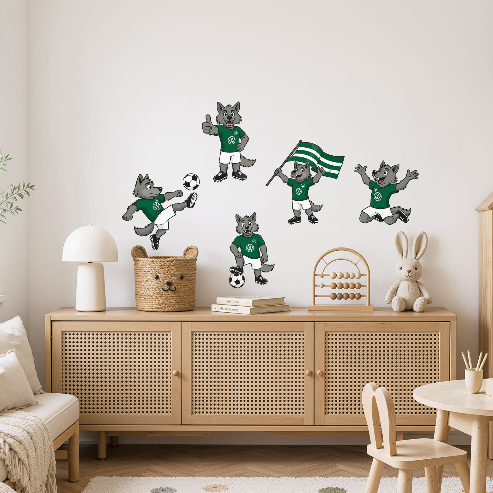 Wandtattoo VfL Wolfsburg Wölfi Set