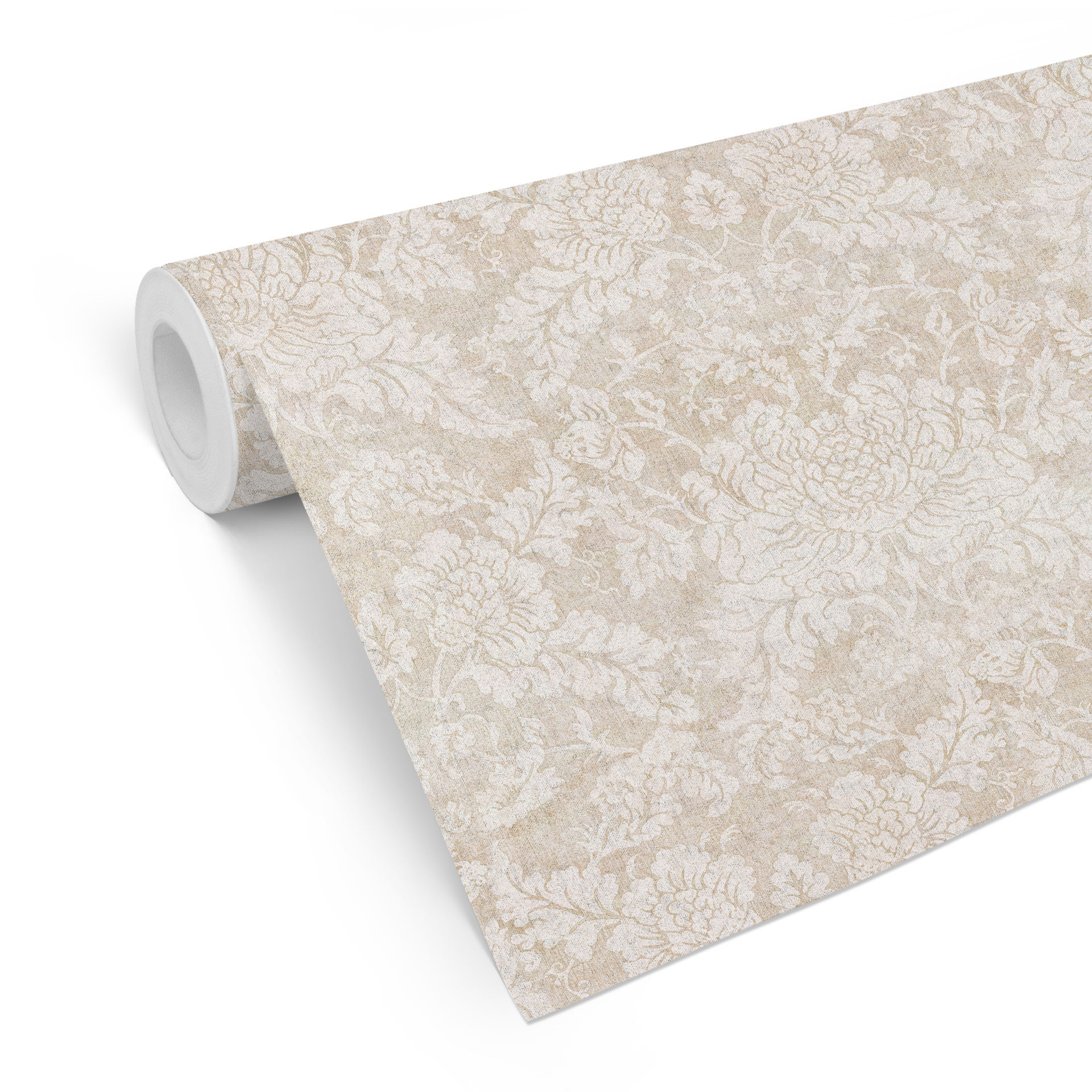 Bloemenpatroon Patroonbehang bloeit ivoor in barok look - Bloomery Decor