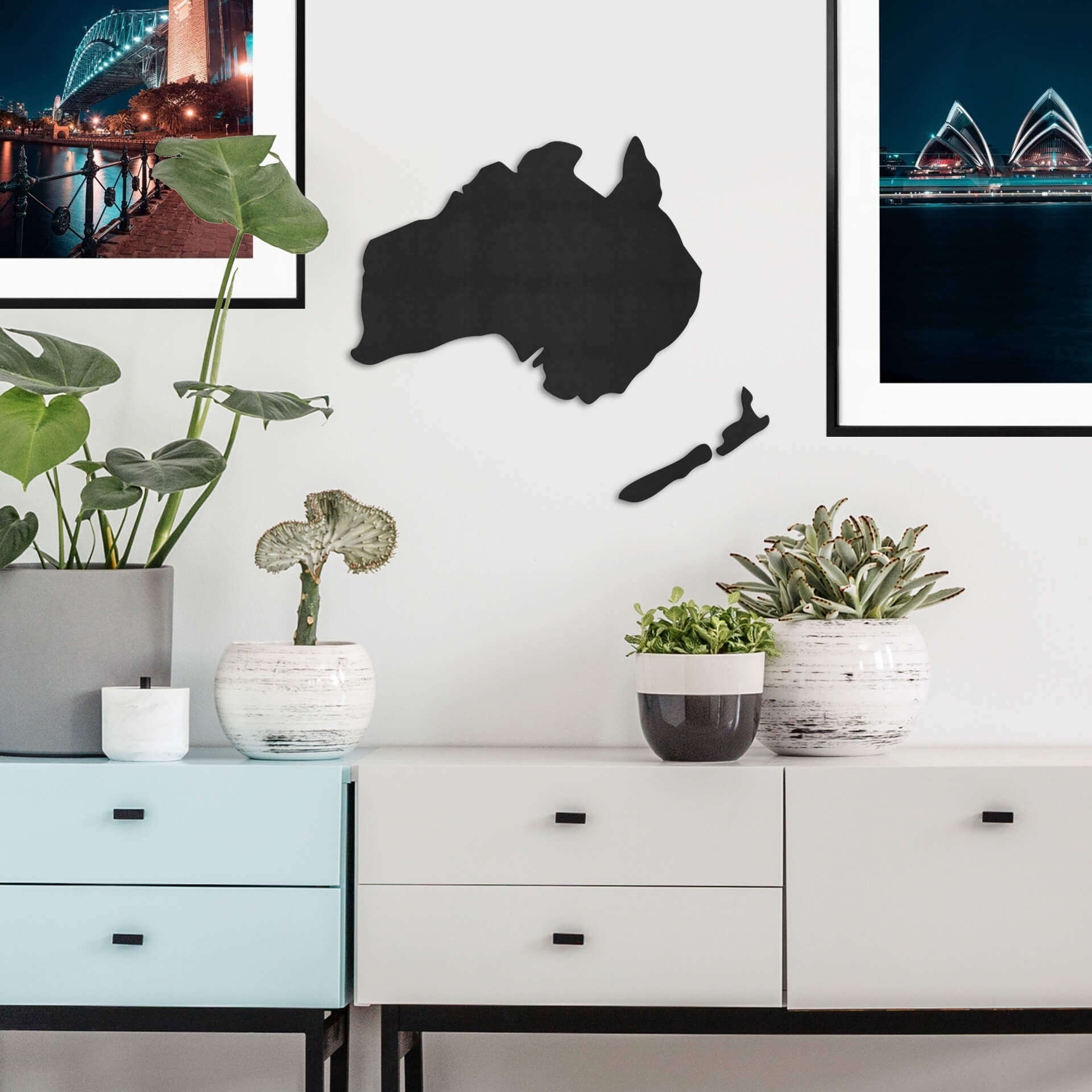 MDF - Dekoracja drewniana - Mapa Australia - Nowa Zelandia