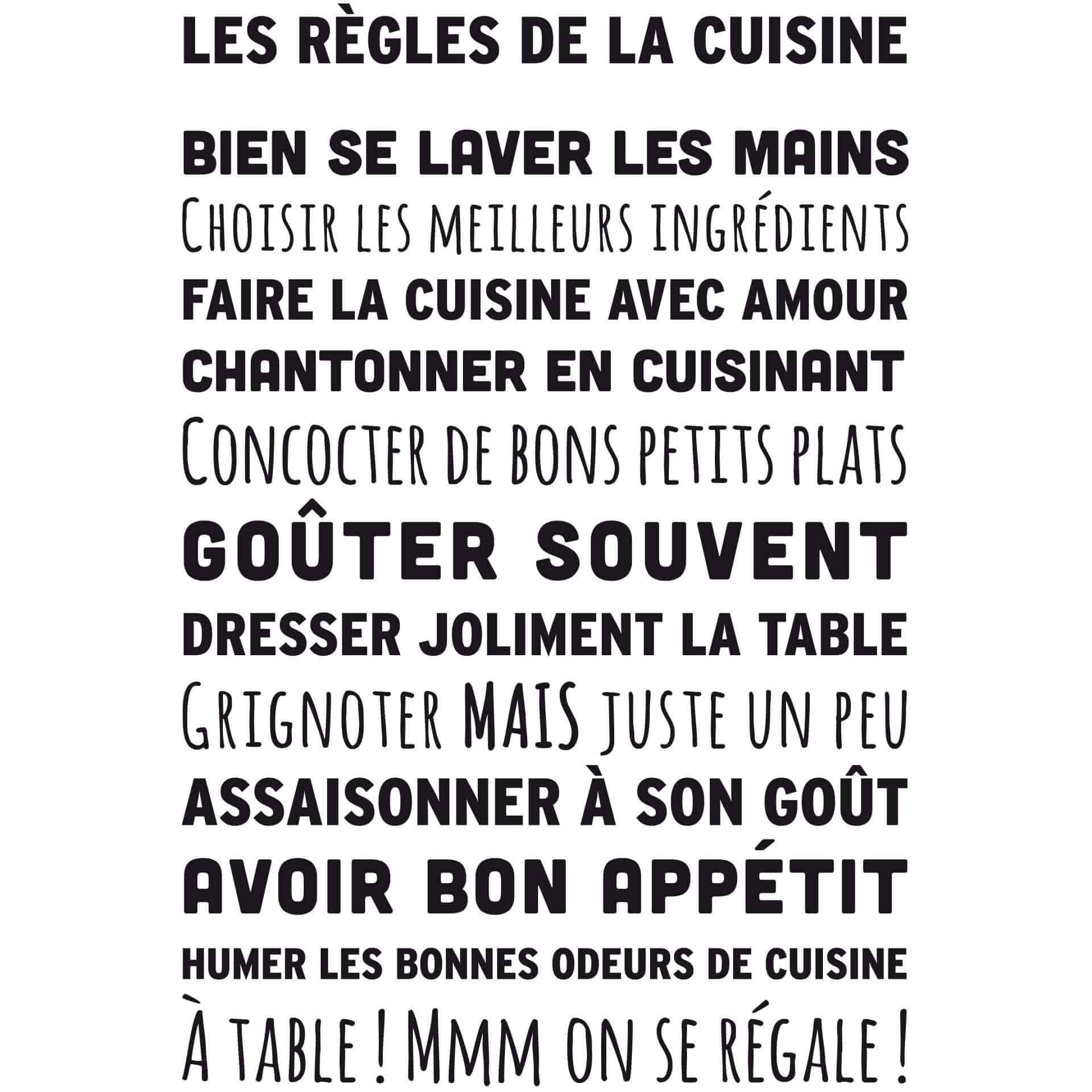 Sticker mural - Les Règles de la cuisine
