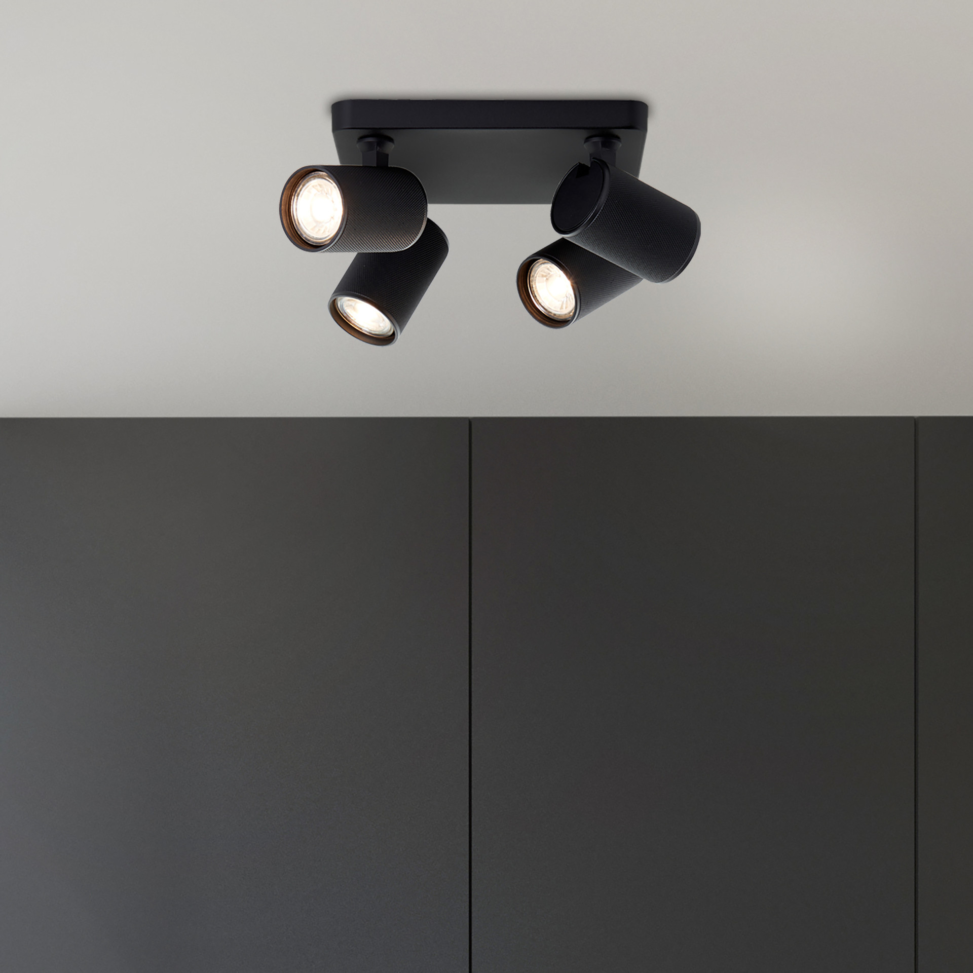 Spotbalken Leonardo, schwarz, 12,1 x 22 cm, Metall Deckenstrahler