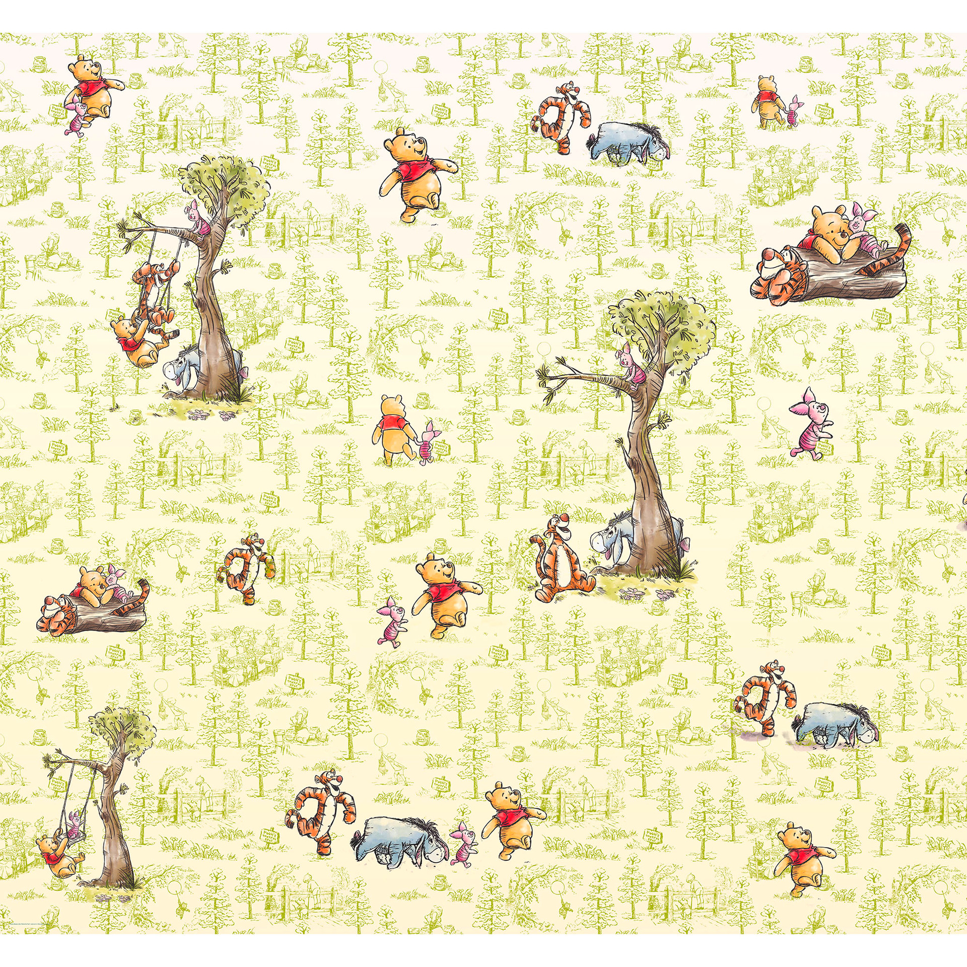 behang - Winnie de Poeh vrienden - 300 x 280 cm