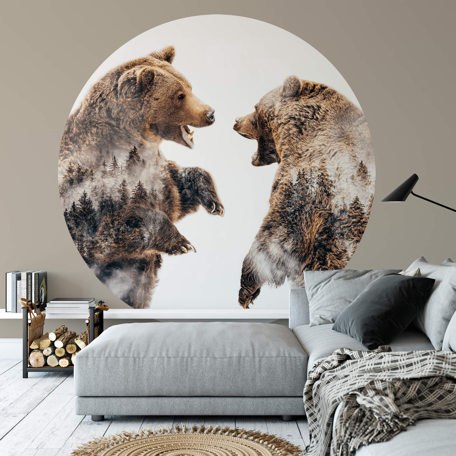 Behangcirkel Angyalosi - Wild Fight - vliesbehang/zelfklevend vliesbehang