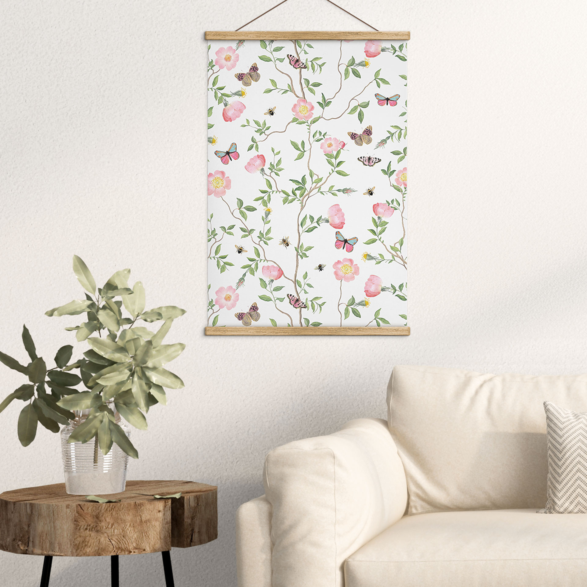 Obraz tkaniny Różowe świąteczne róże na wiosnę - UN Designs