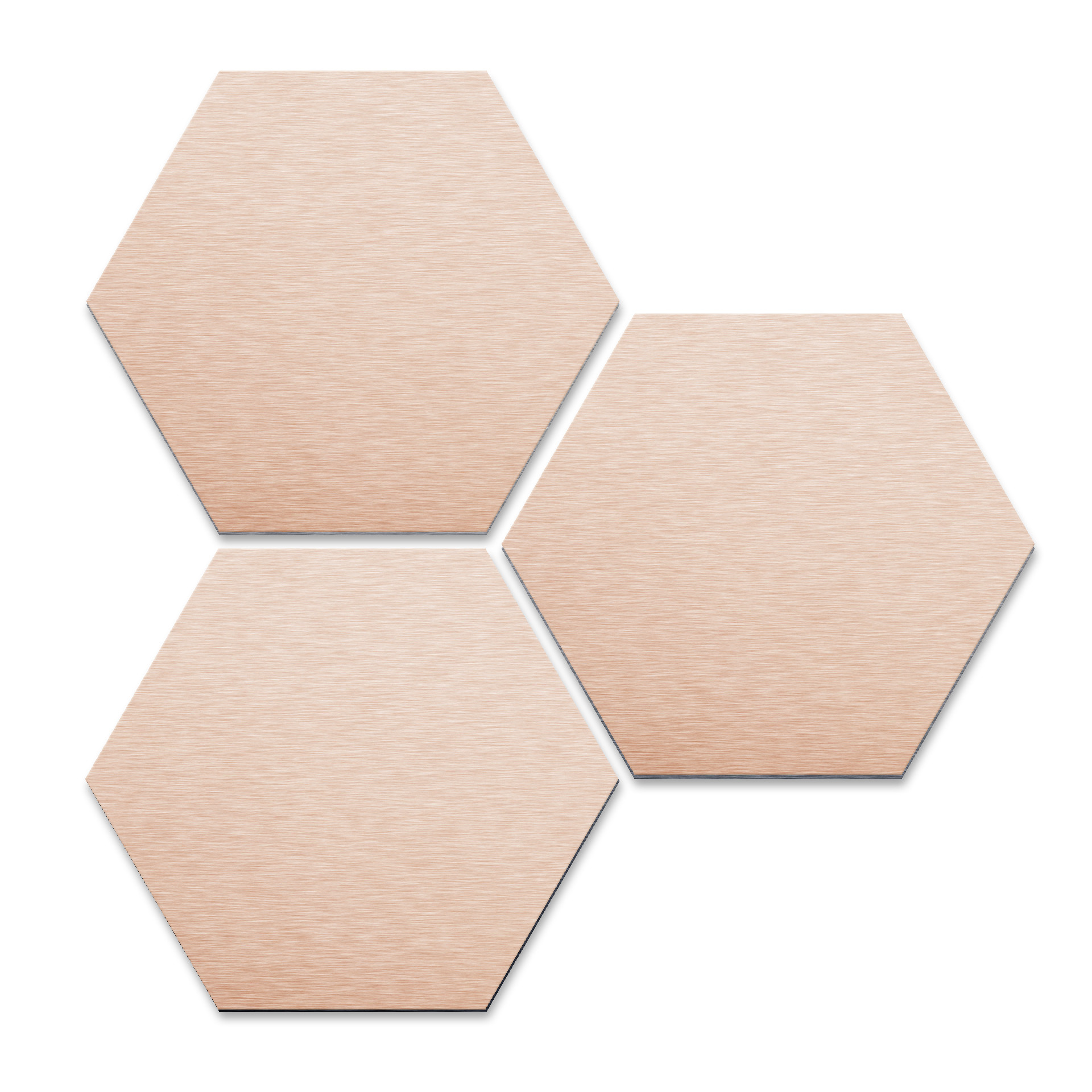 Hexagone - Alu-Dibond-Effet cuivré (Set de 3)