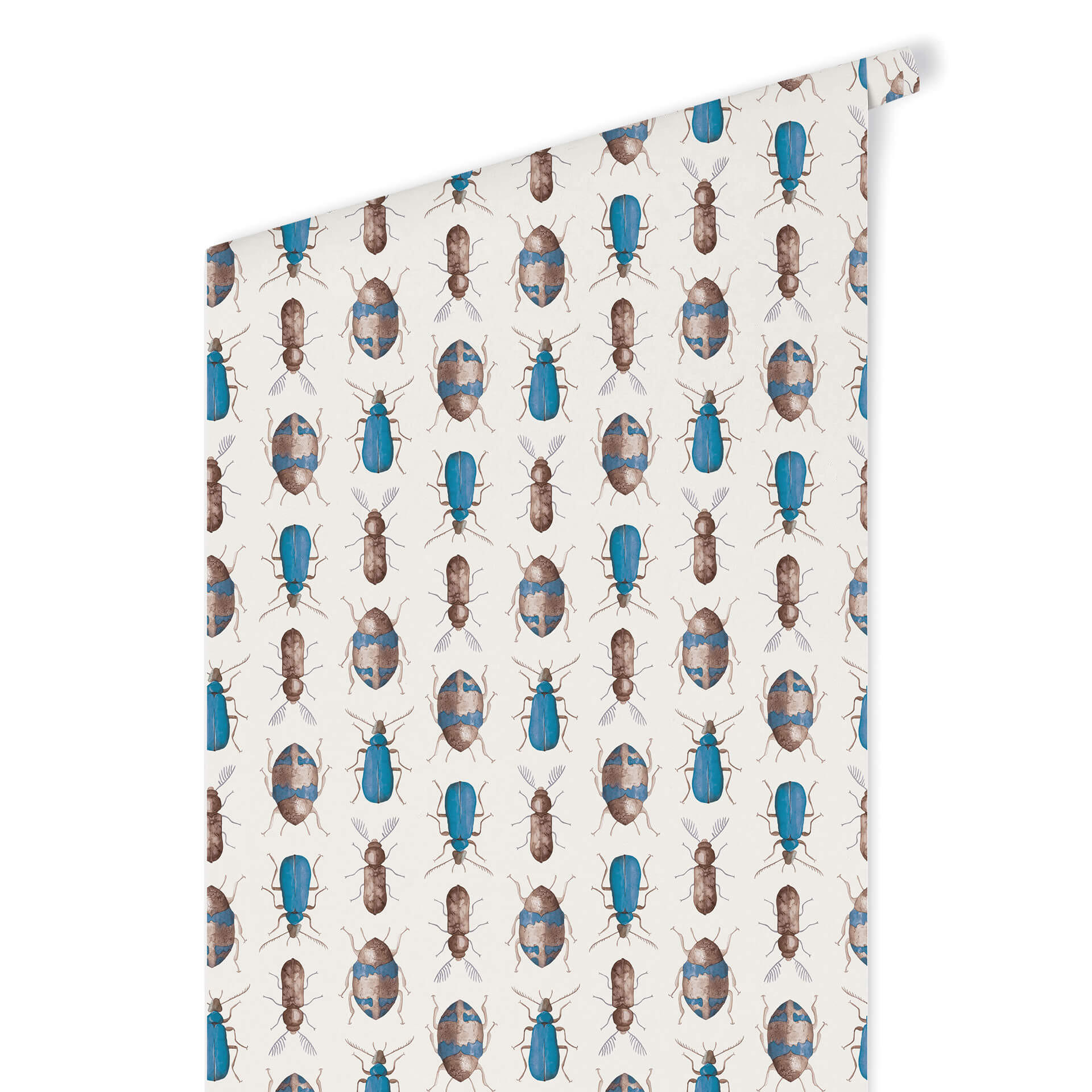 Patroonbehang – Colourful Beetles – blauw