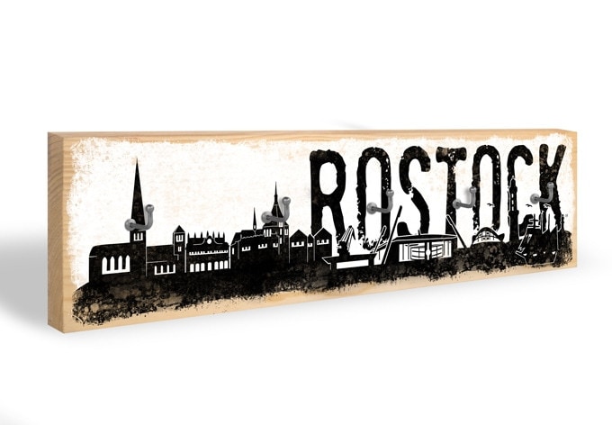 Accroche-clés - Skyline de Rostock + 5 crochets