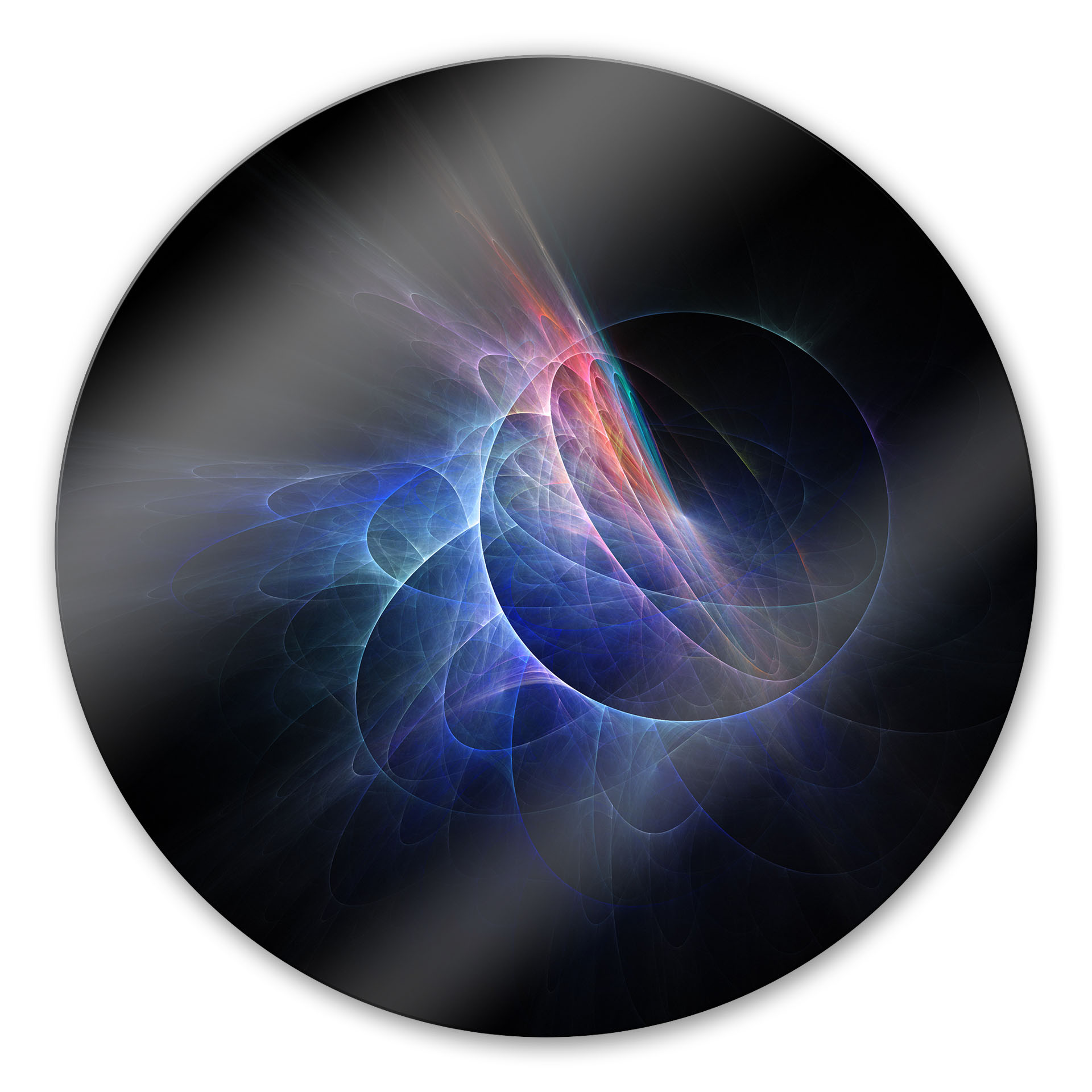 Tableau en verre - Chaos Ray Black - rond