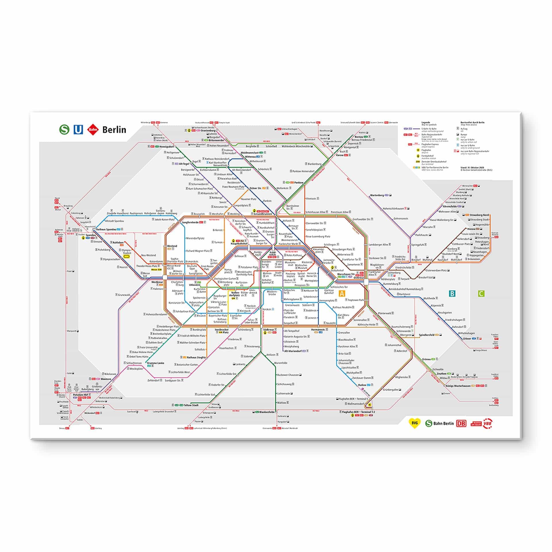 Akrylbillede BVG Berlin - Netværkskort Berlin