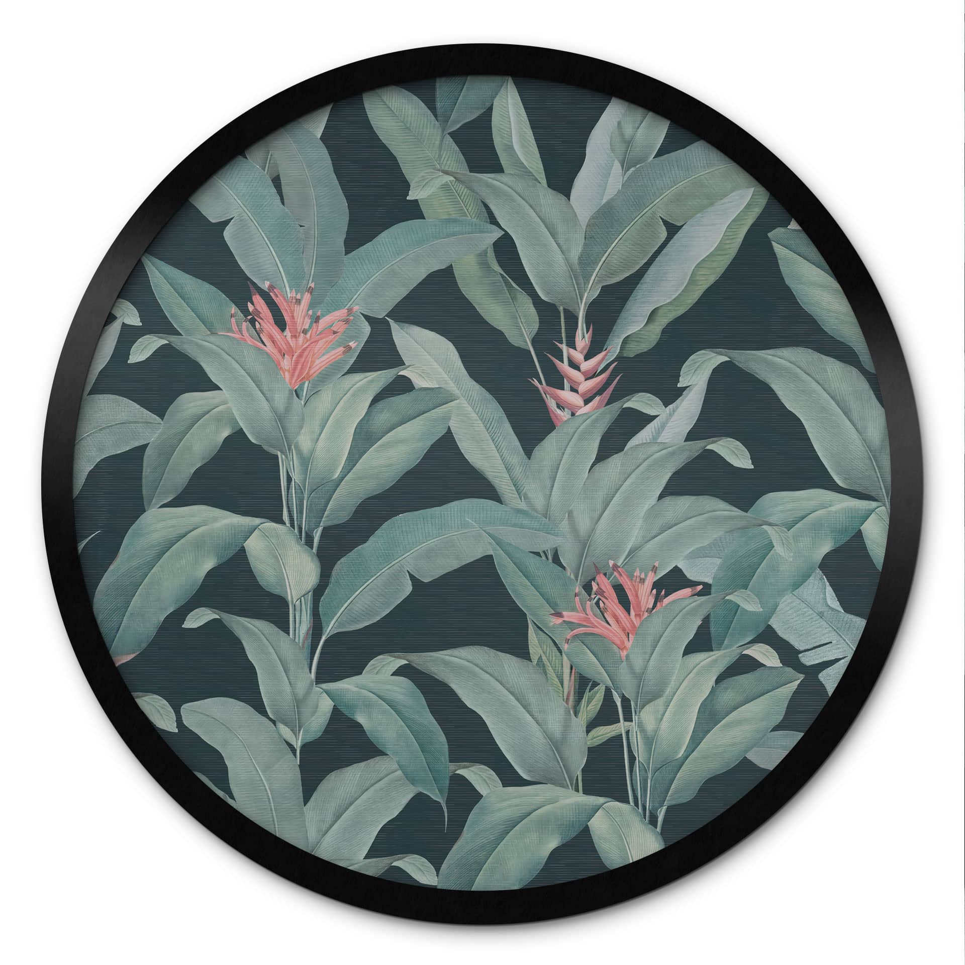 Poster Urban Jungle Feuilles tropicales Vert - Décorations Bloomery - Rond