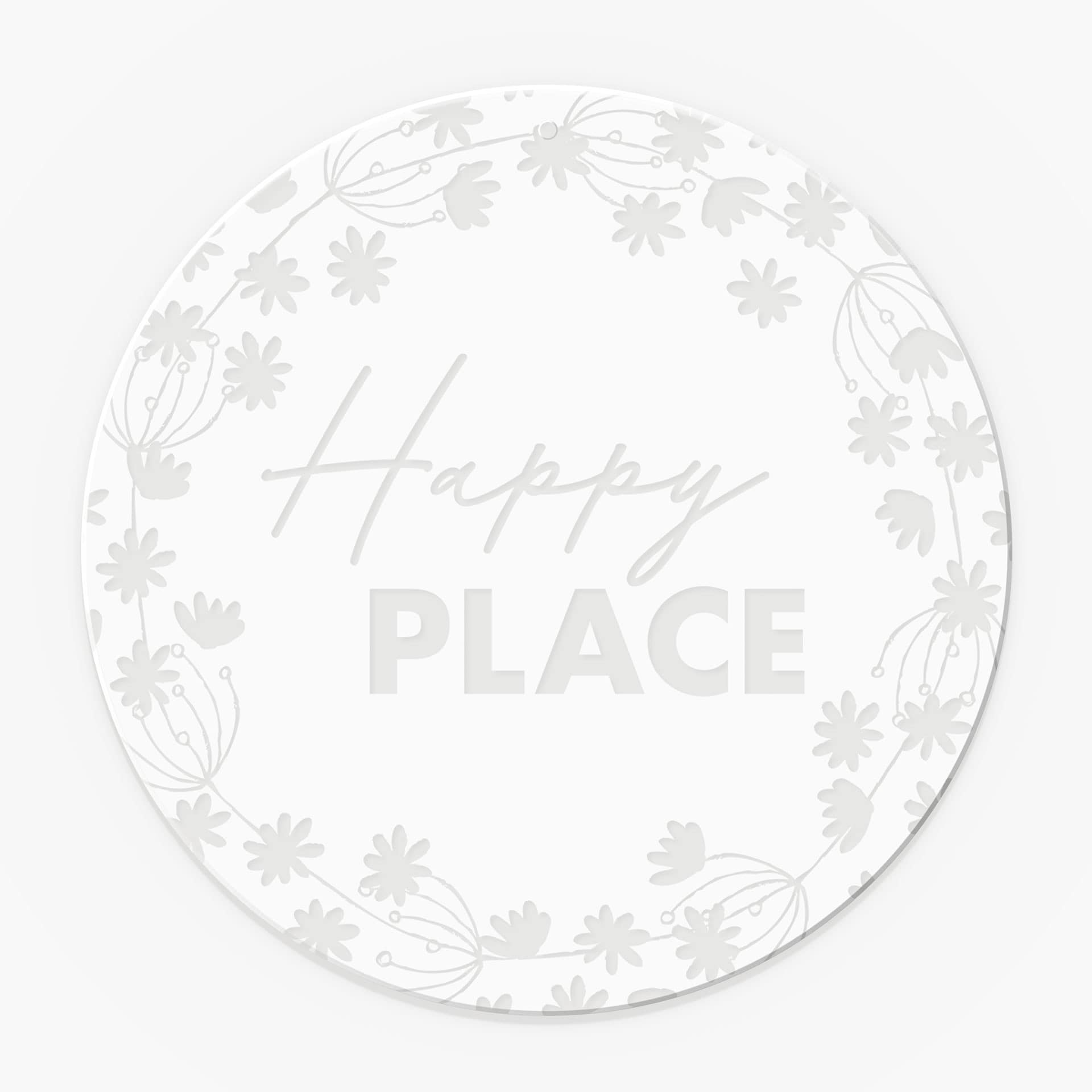 Akrylglasbillede, vinduesbillede til ophængning af Happy Place - Rund