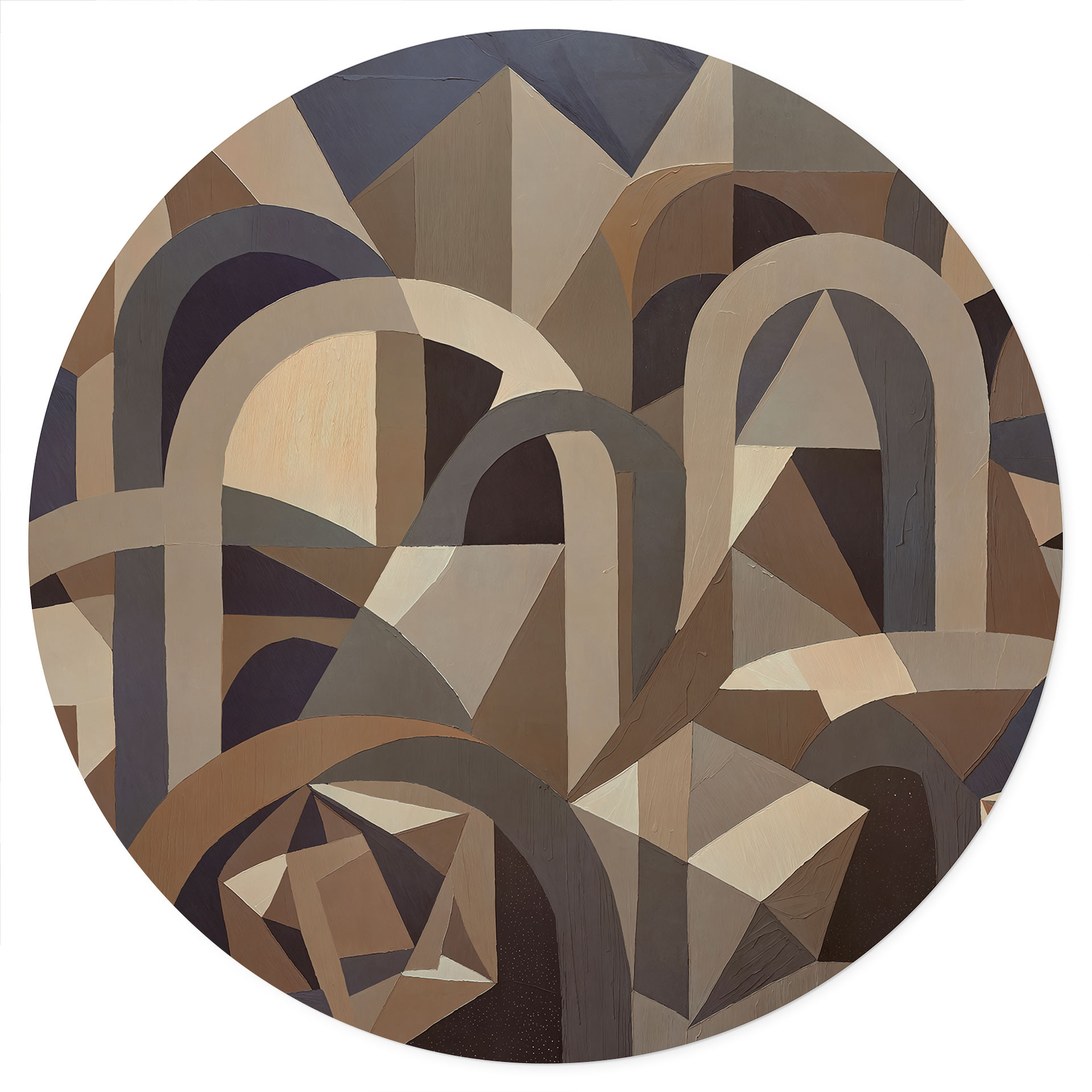 Muursticker Silent Axis - Geometrische Architectuur - Sir Edward x Grigory Gladarev - Rond