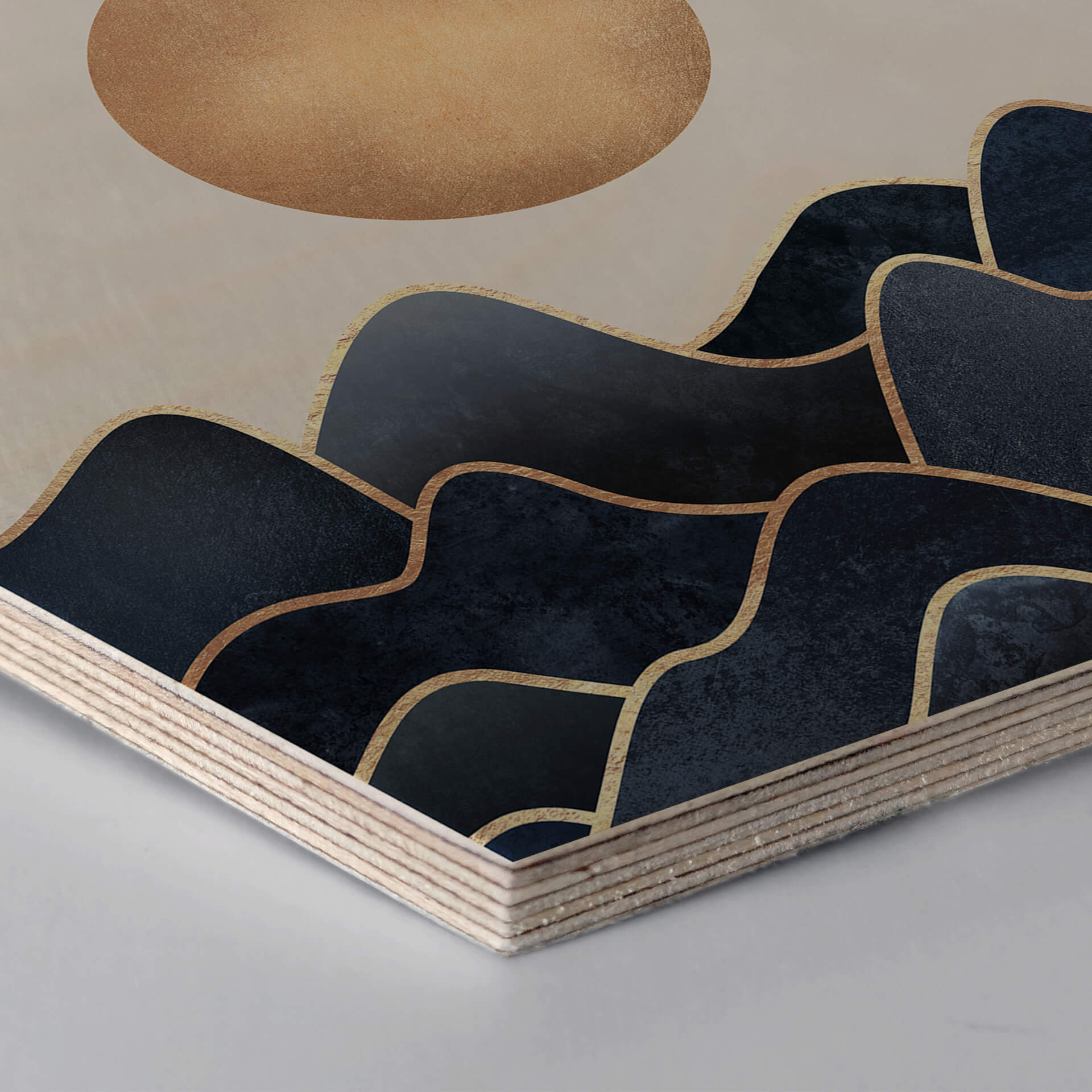 Hexagon - Holz Birke-Furnier - Fredriksson - Wellen