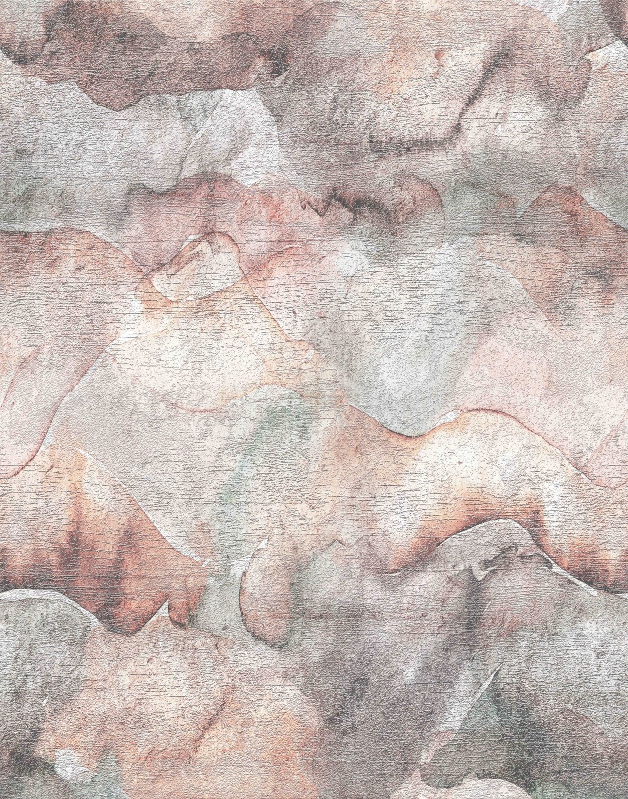 Papier peint photo motif aquarelle montagnes pastel avec effet de brume 2,7 x 2,12 m