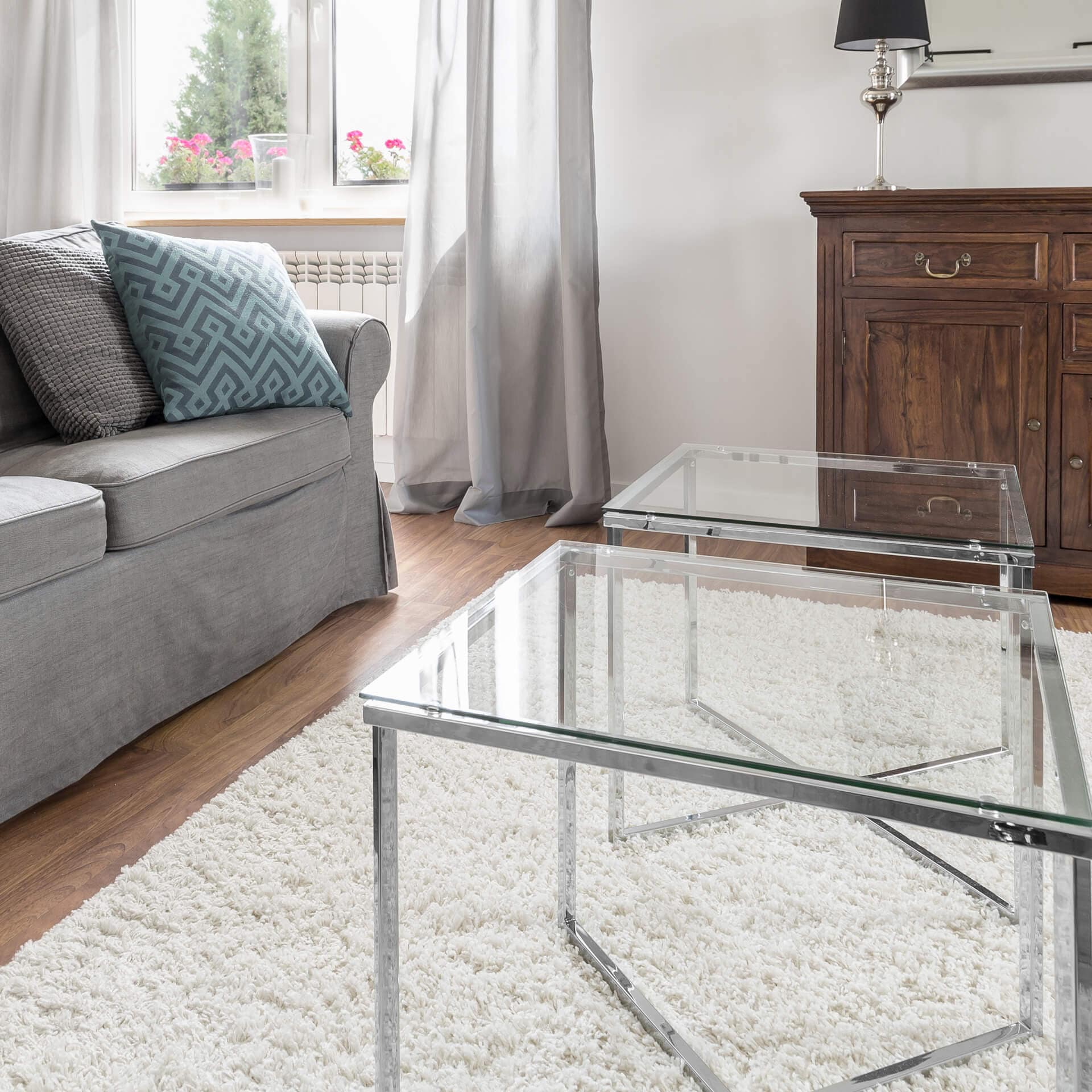 Plateau de table en verre - Transparent - Carré 60x60 cm