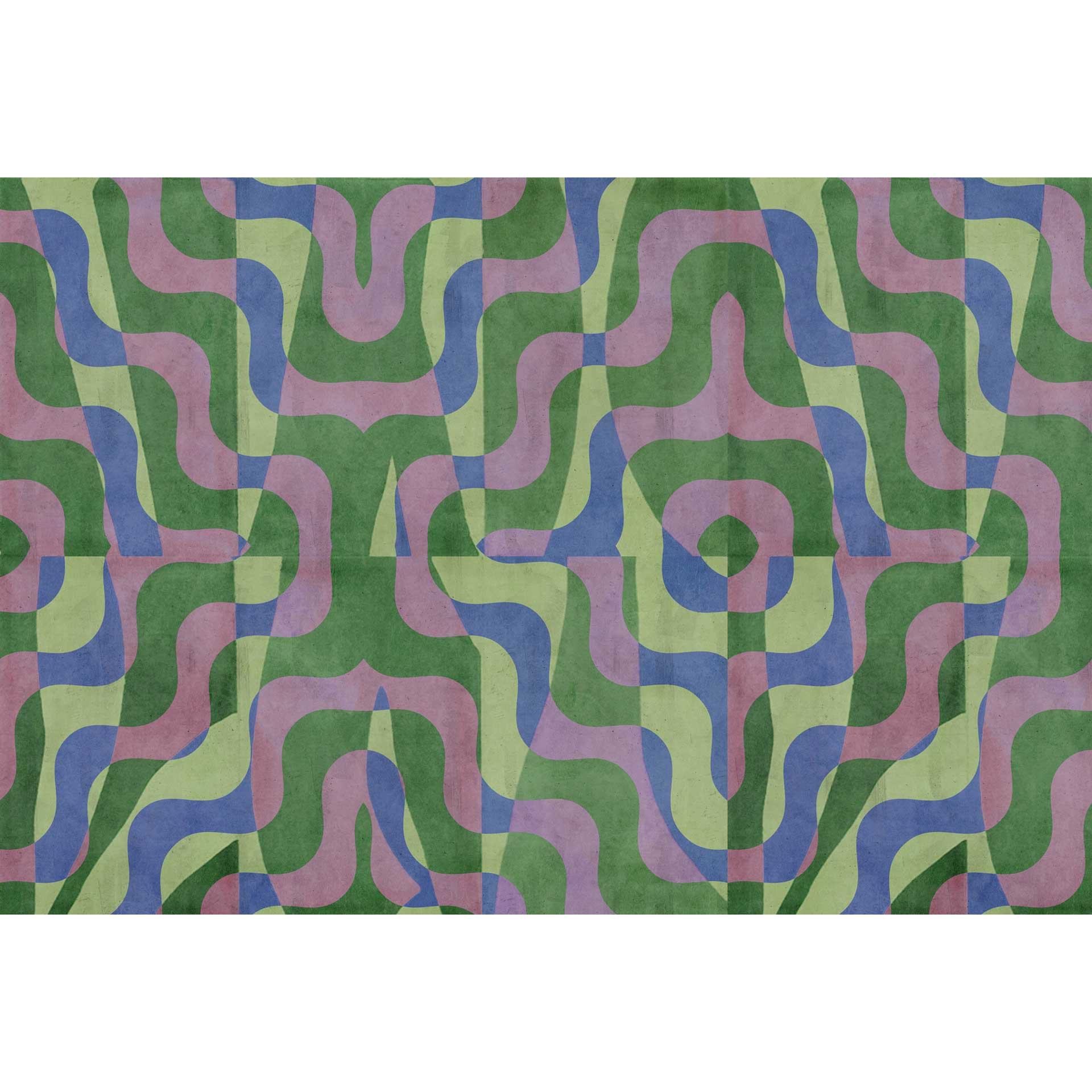 Abstracte golven muurschildering in pastelkleuren - creatief vliesbehang